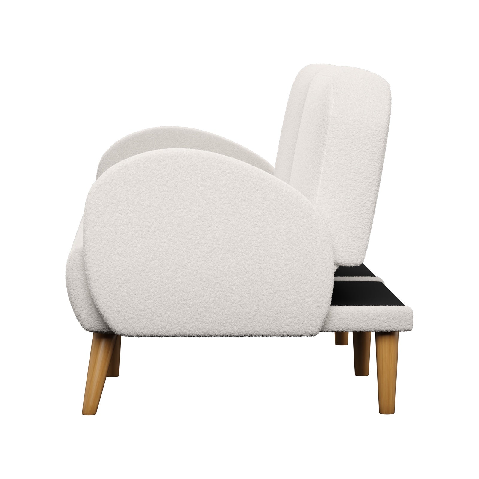 Oikiture Boucle Sofa Bed 3 Seater Recliner Convertible Lounge Couch Sherpa White - Sunyee