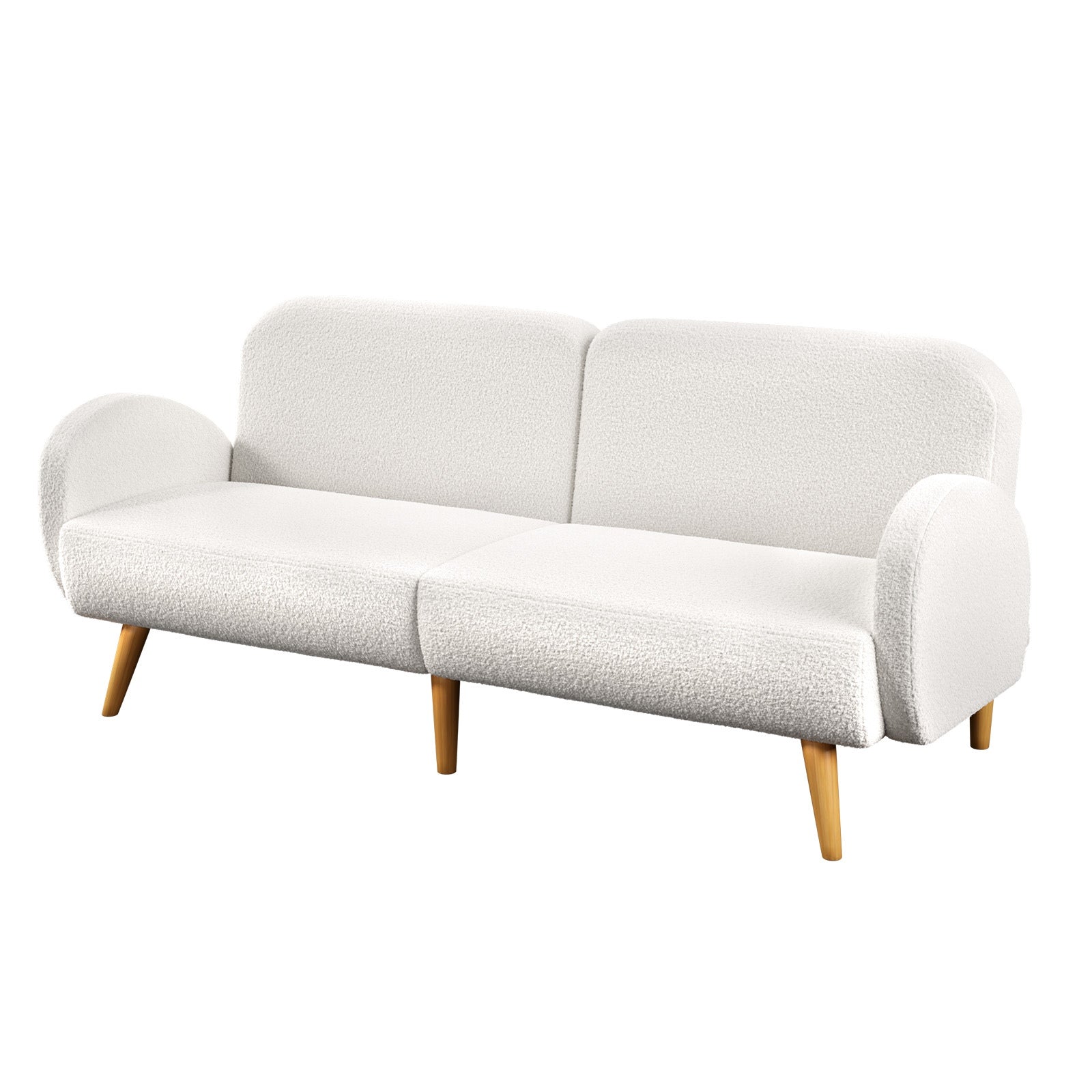 Oikiture Boucle Sofa Bed 3 Seater Recliner Convertible Lounge Couch Sherpa White - Sunyee