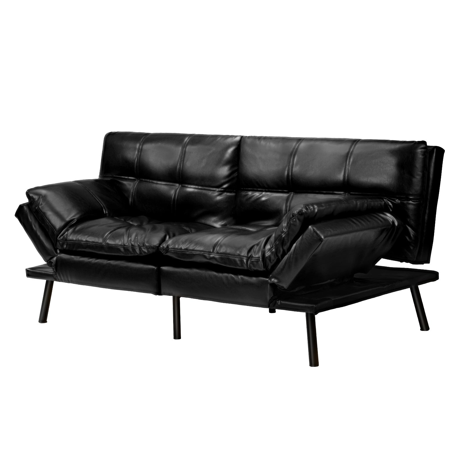 Oikiture Sofa Bed Futon Recliner Lounge Couch Convertible Leather 3-Seater Black - Sunyee