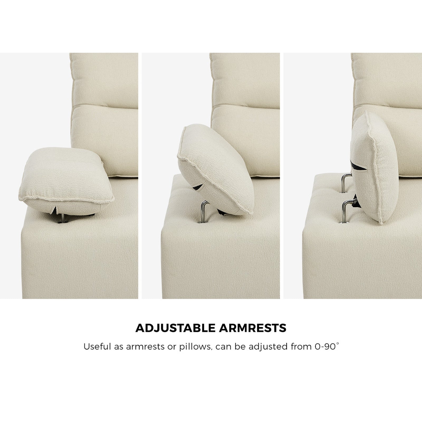 Oikiture 4 Seater Chenille Modular Sofa Couch Adjustable Armrest and Ottoman - Sunyee