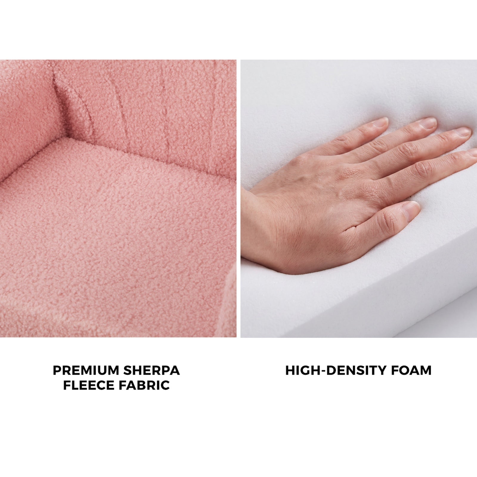 Oikiture 2-in-1 Shell Kids Fold Out Sofa Bed Sherpa Boucle Toddler Couch Pink