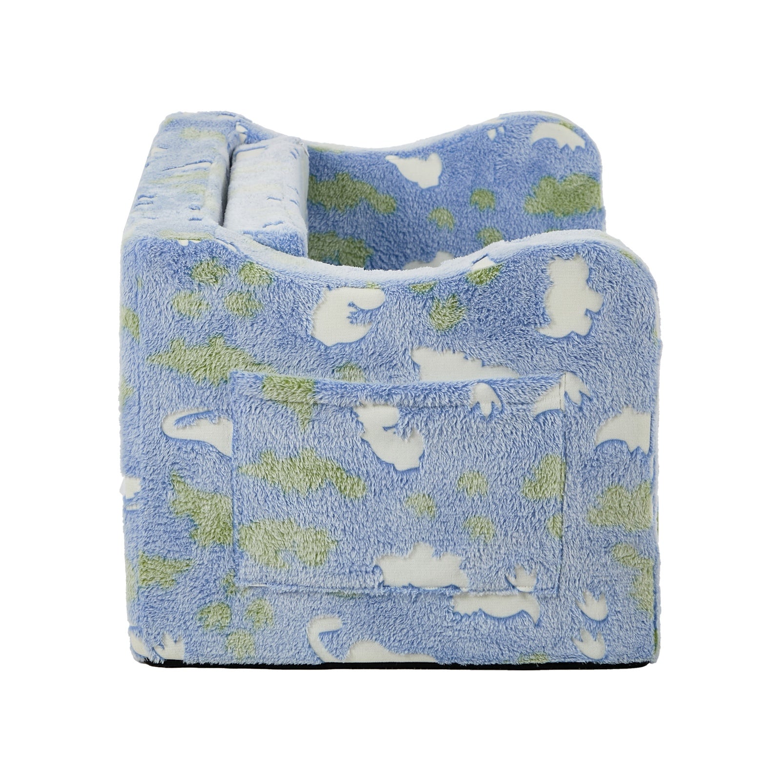 Oikiture 2-in-1 Kids Fold Out Sofa Bed Dinosaur Flannel Toddler Couch Chair Blue