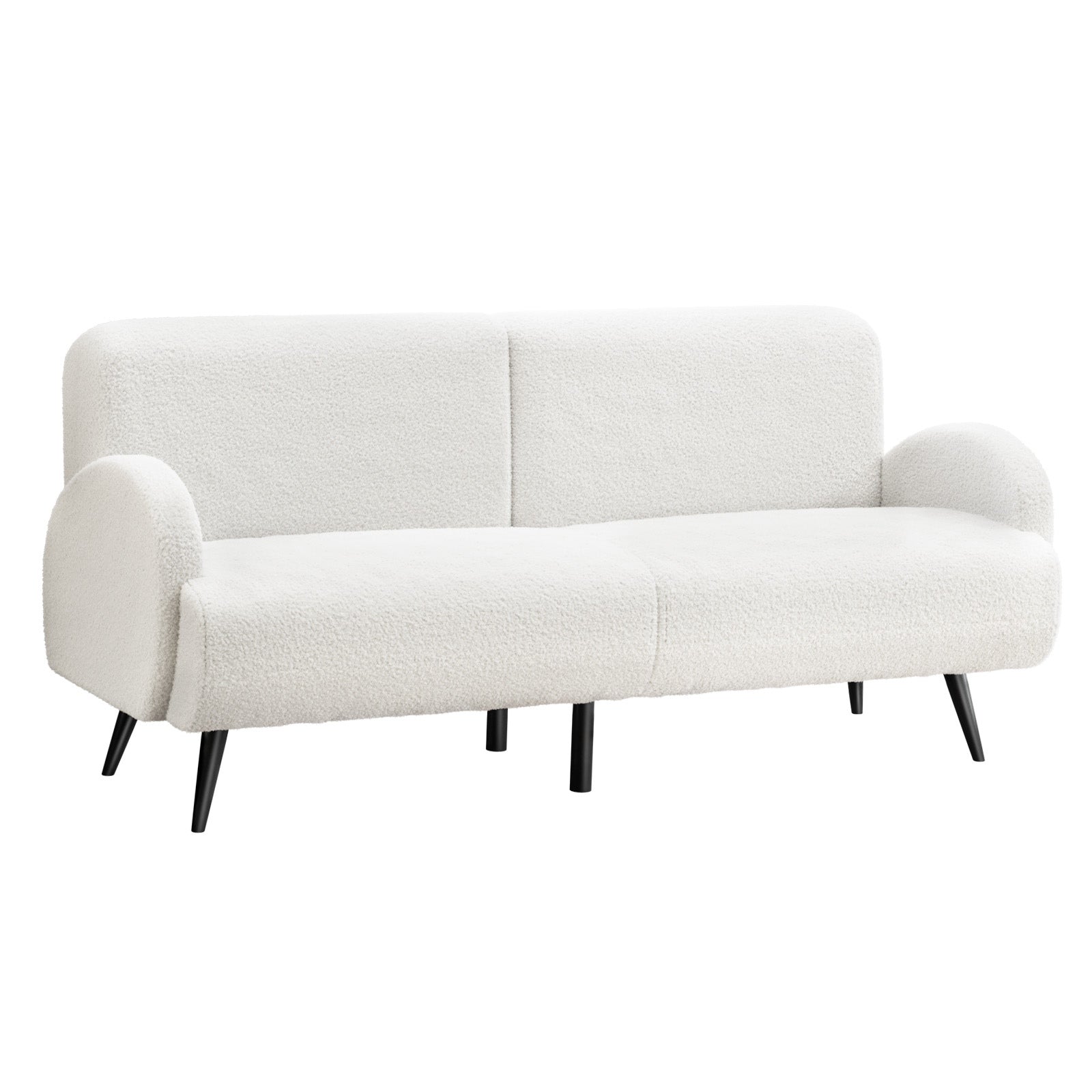 Oikiture Boucle Sofa Luxury 3 Seater Couch Fleece Chair Office Lounge White - Sunyee
