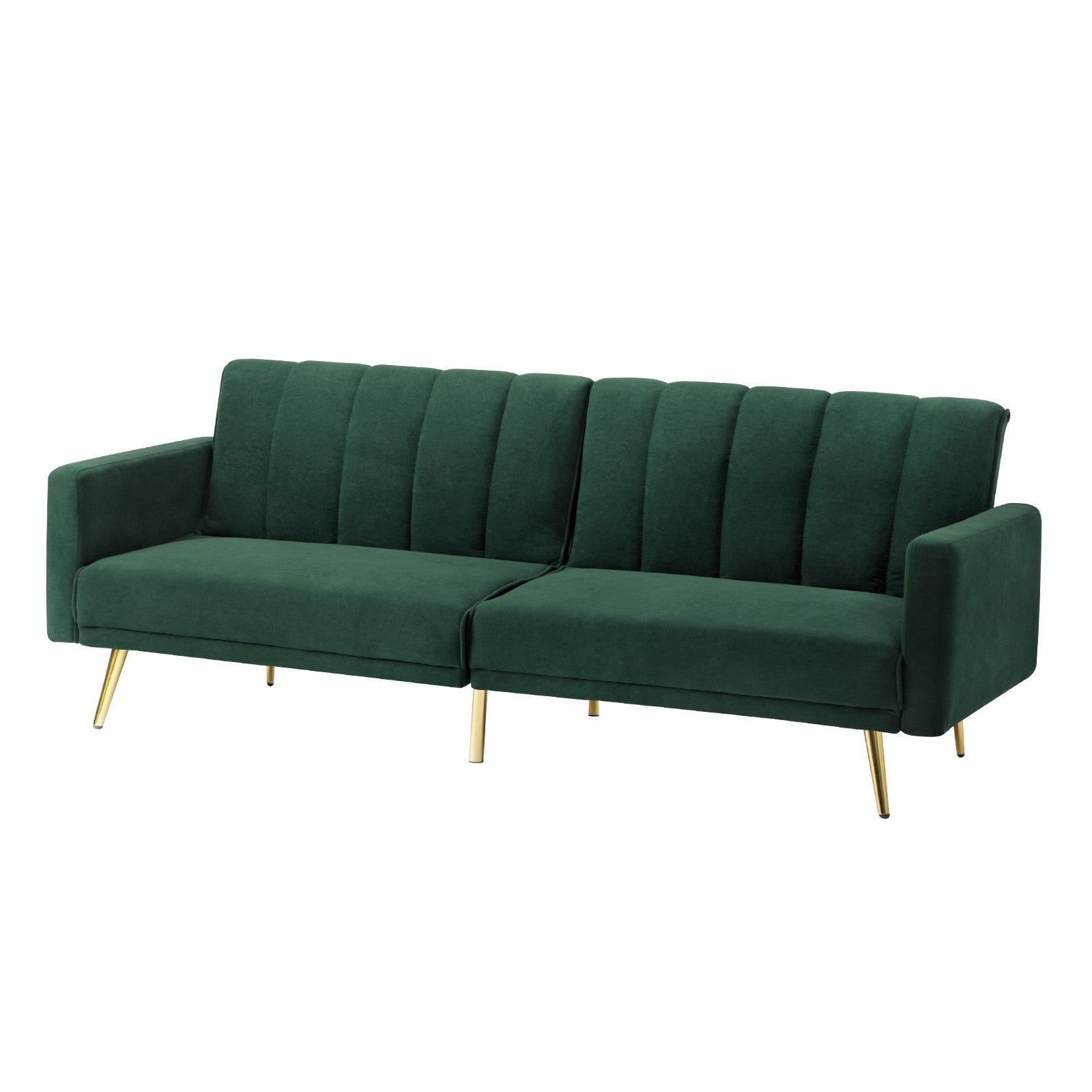 Oikiture 3 Seater Sofa Bed Couch Convertible Lounge Recliner Beds Velvet Green - Sunyee