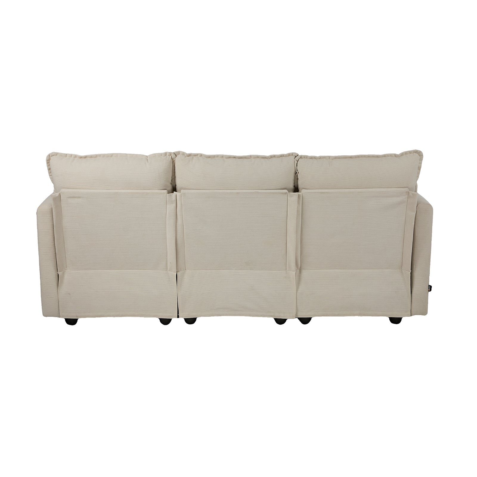 Oikiture 3 Seater Sofa Couch Lounge Extra Thick Cushion Futon Corduroy Beige - Sunyee