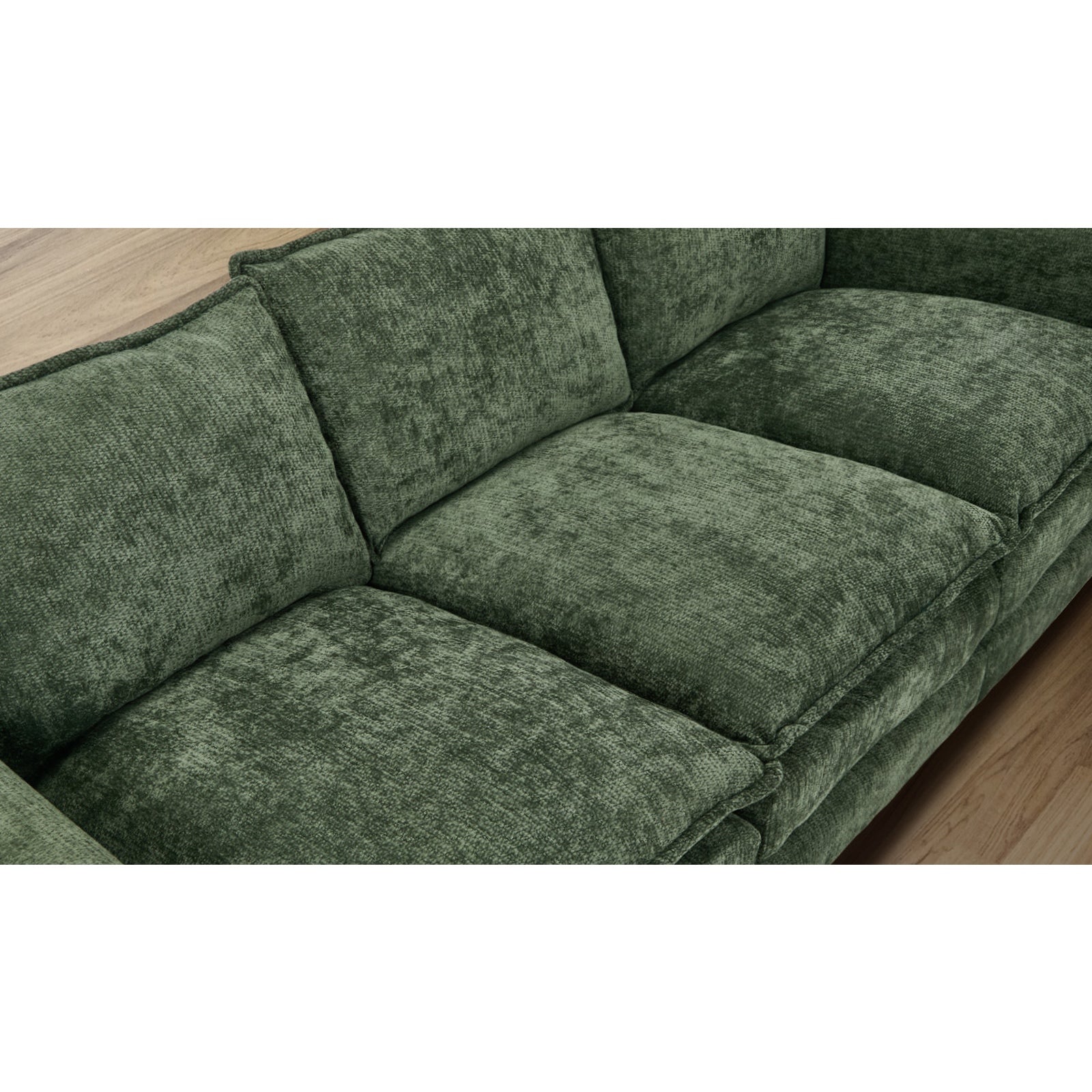 Oikiture Modular 3 Seater Sofa Comfy Deep Cushion Lounge Couch Chenille Green