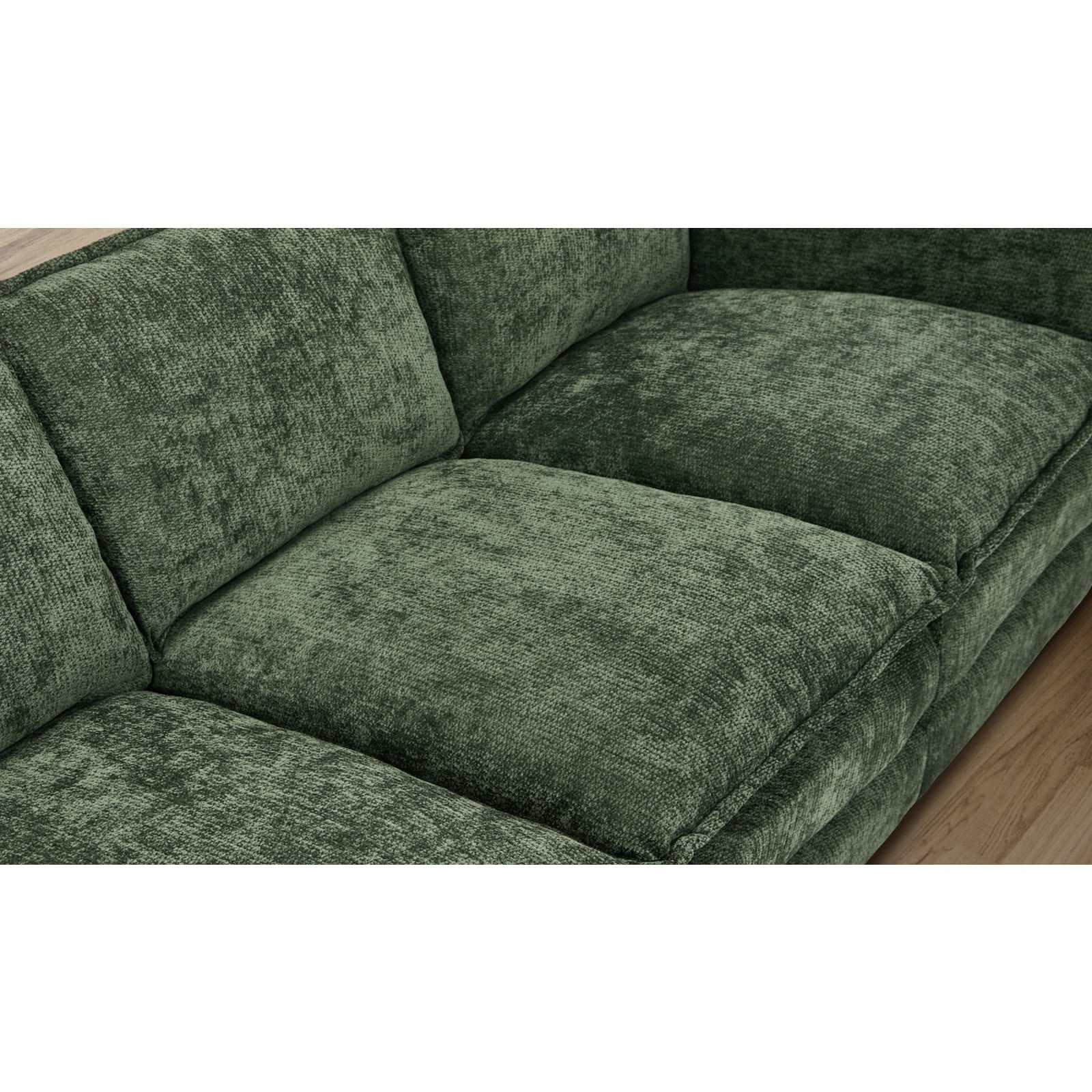 Oikiture Modular Sectional Sofa L-Shaped 3 Seater Couch Ottoman Chenille Green