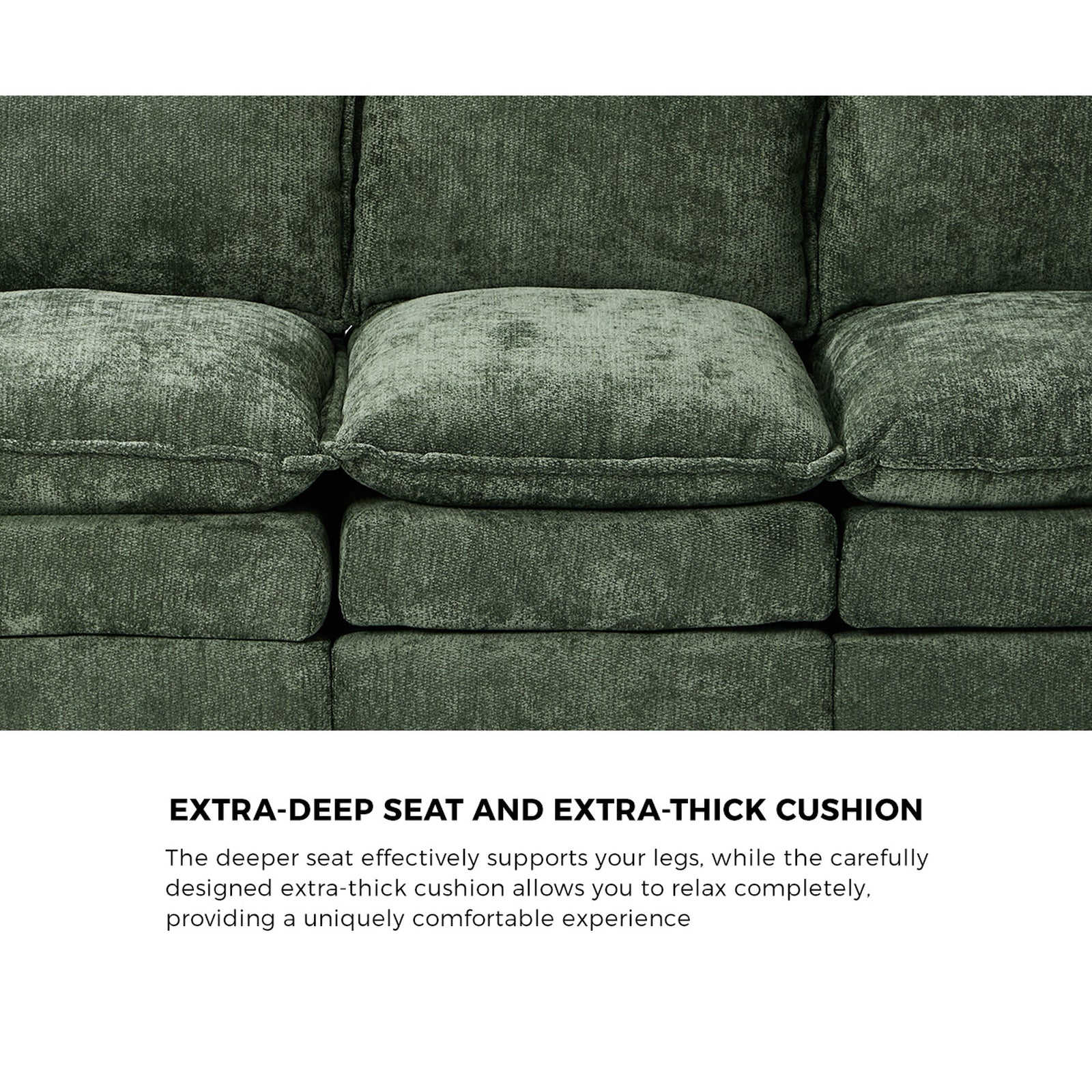 Oikiture Modular Sectional Sofa L-Shaped 3 Seater Couch Ottoman Chenille Green