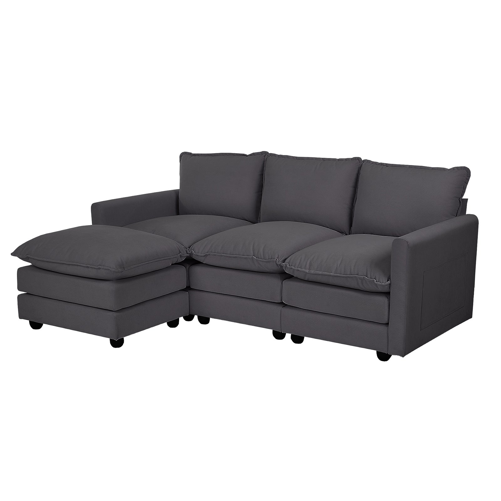 Oikiture Sofa Set Modular Couch Ottoman Lounge Extra Thick Cushion Grey - Sunyee