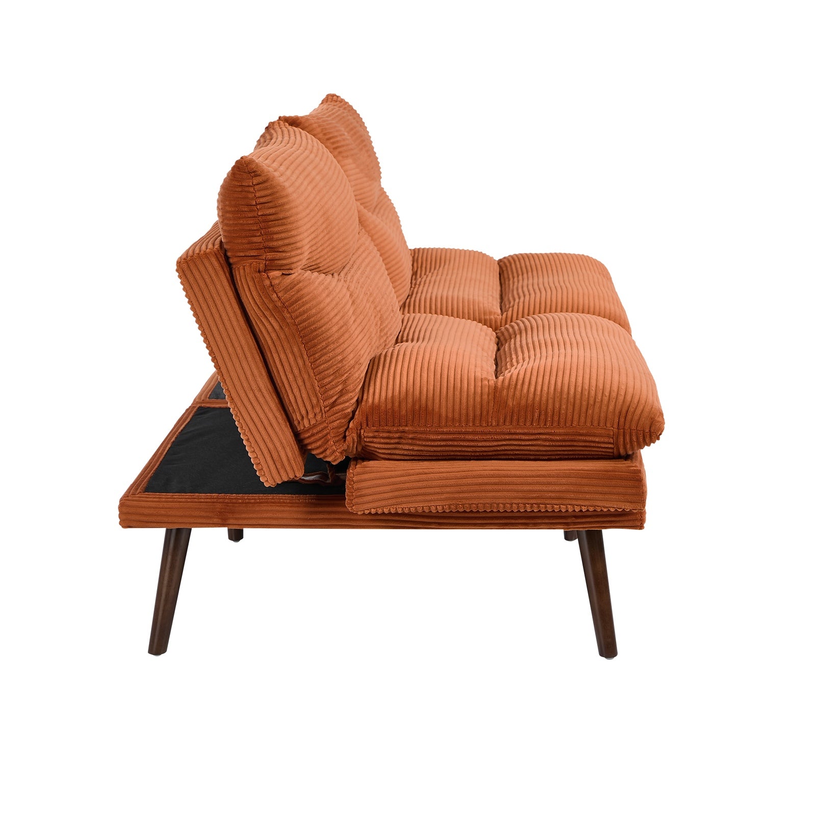 Oikiture Sofa Bed Recliner Lounge Couch Convertible Corduroy Burnt Orange