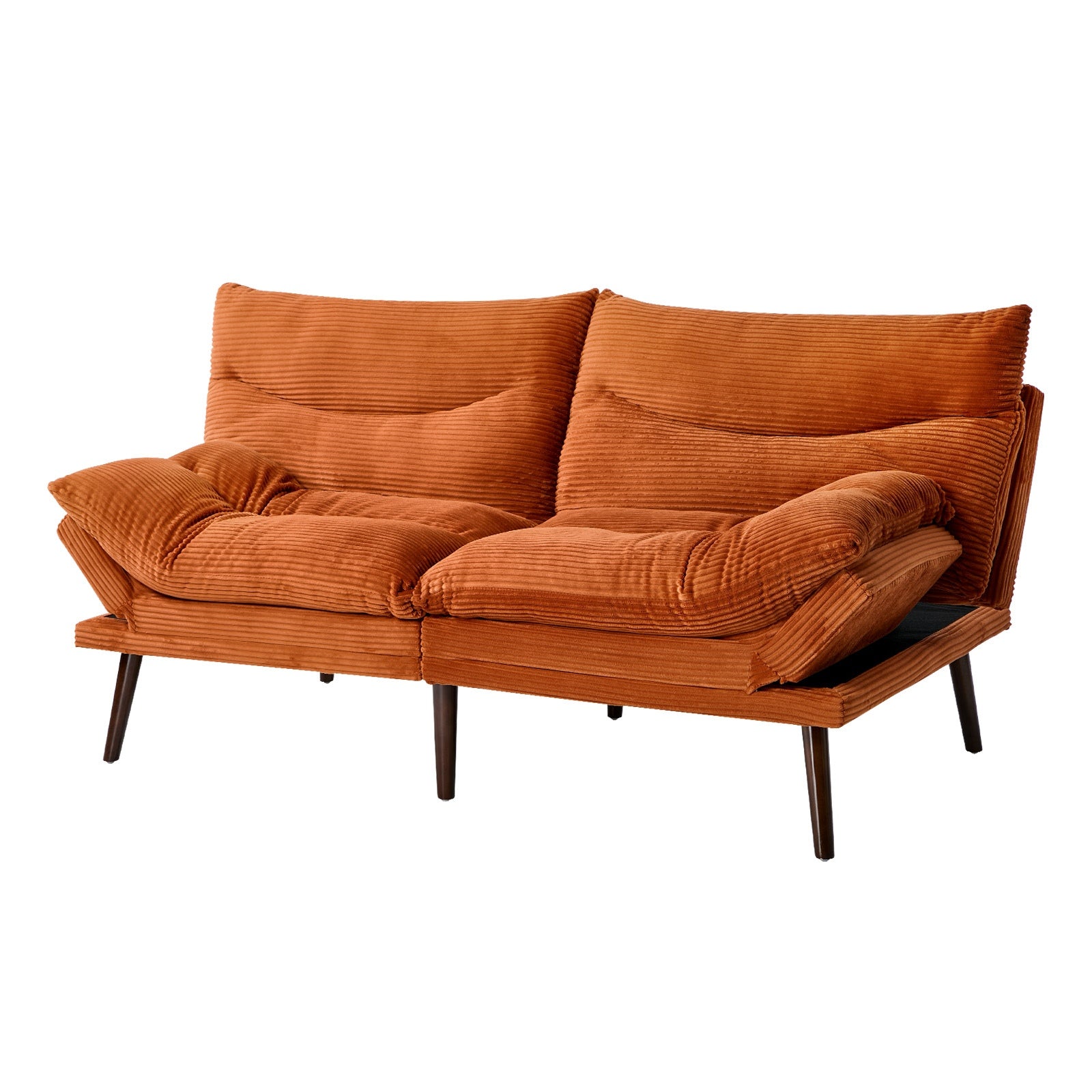 Oikiture Sofa Bed Recliner Lounge Couch Convertible Corduroy Burnt Orange