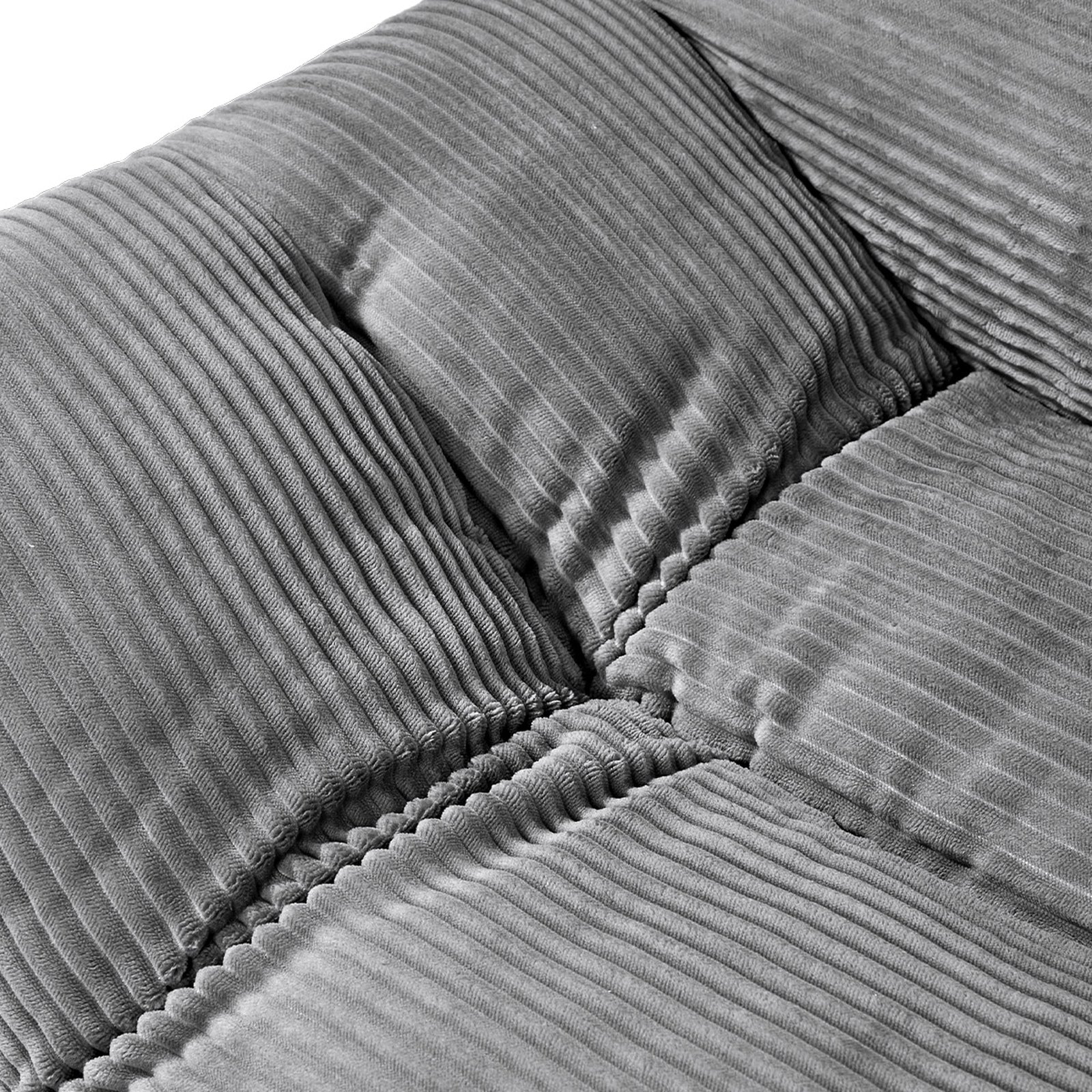 Oikiture 3 Seater Sofa Bed Recliner Lounge Couch Convertible Corduroy Grey