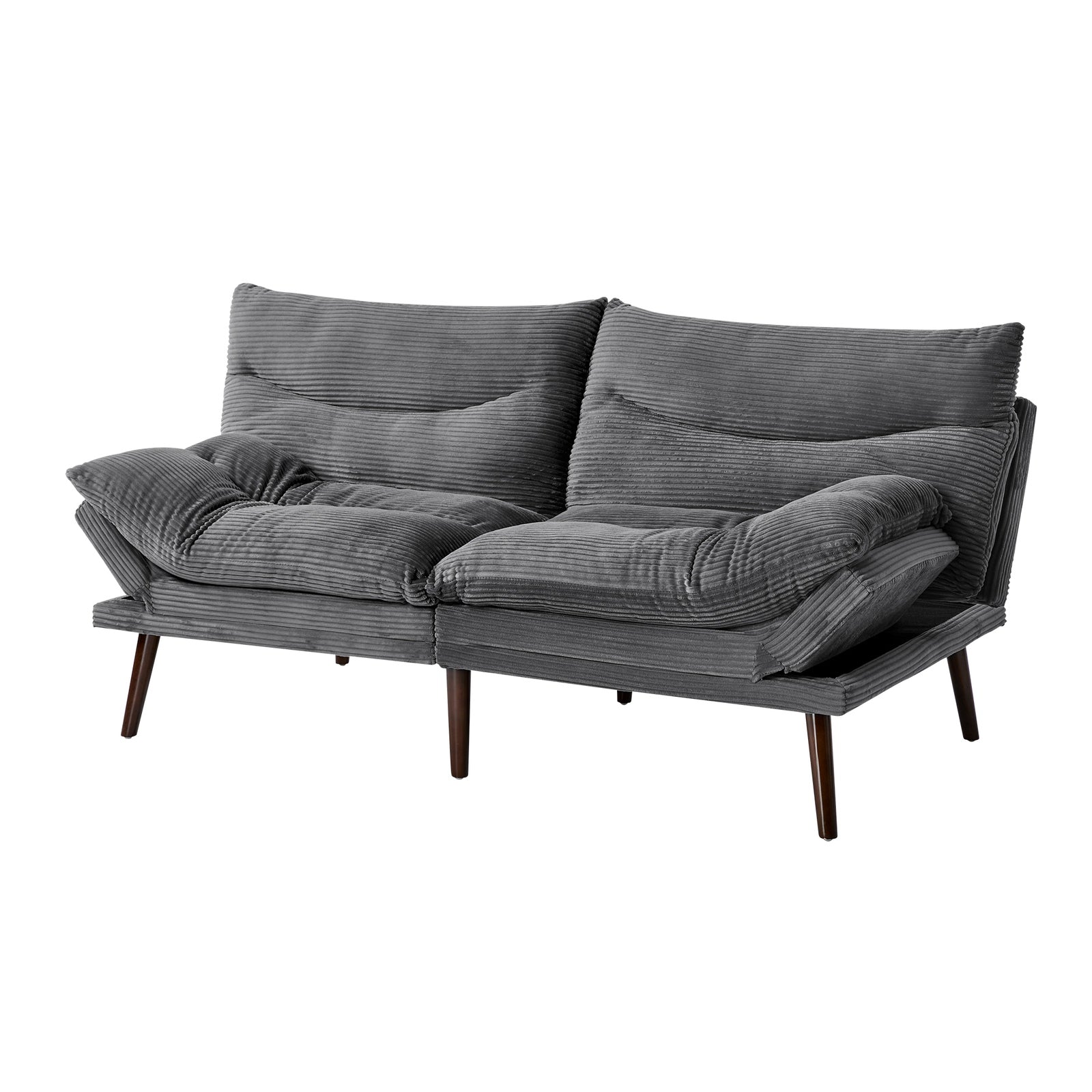 Oikiture 3 Seater Sofa Bed Recliner Lounge Couch Convertible Corduroy Grey