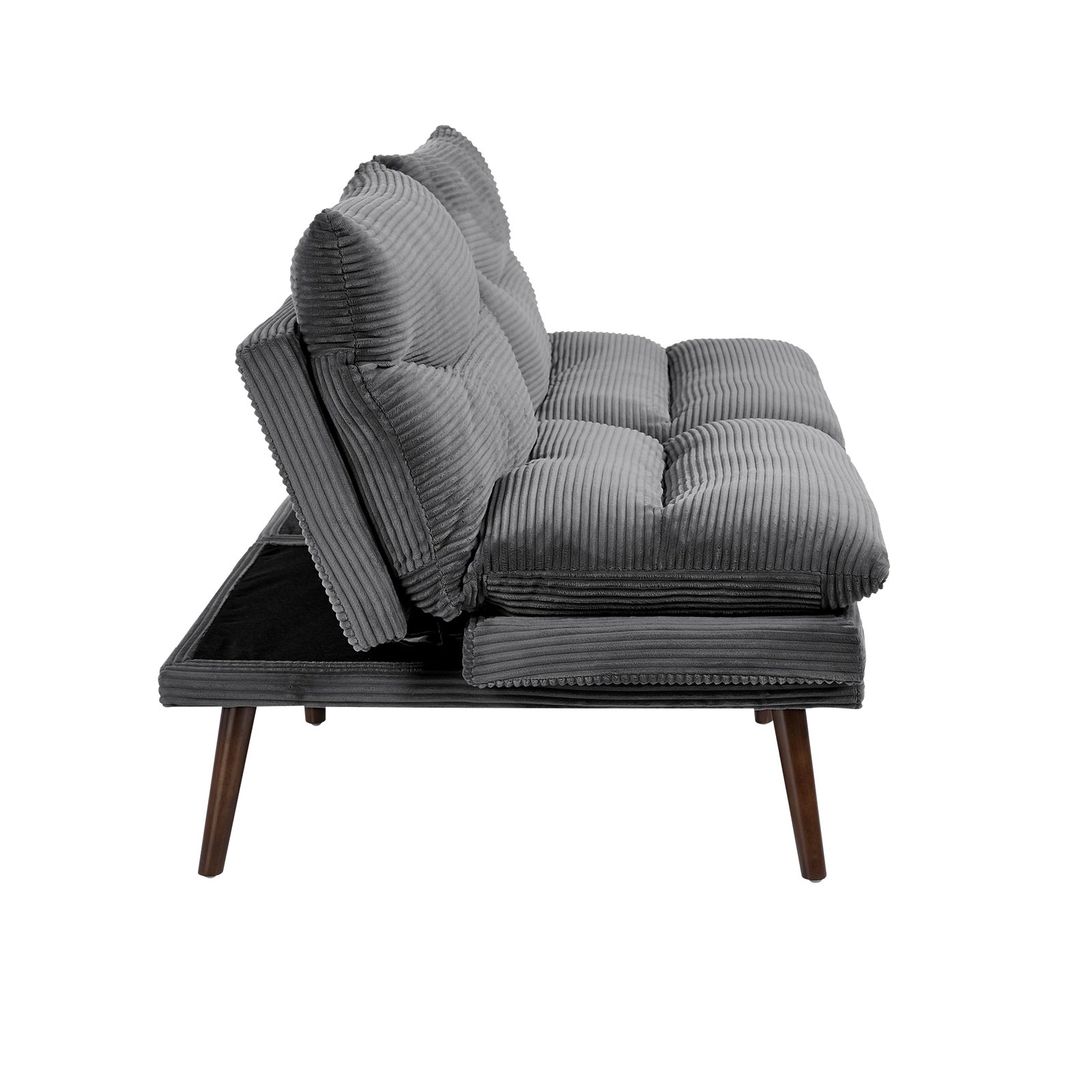 Oikiture 3 Seater Sofa Bed Recliner Lounge Couch Convertible Corduroy Grey