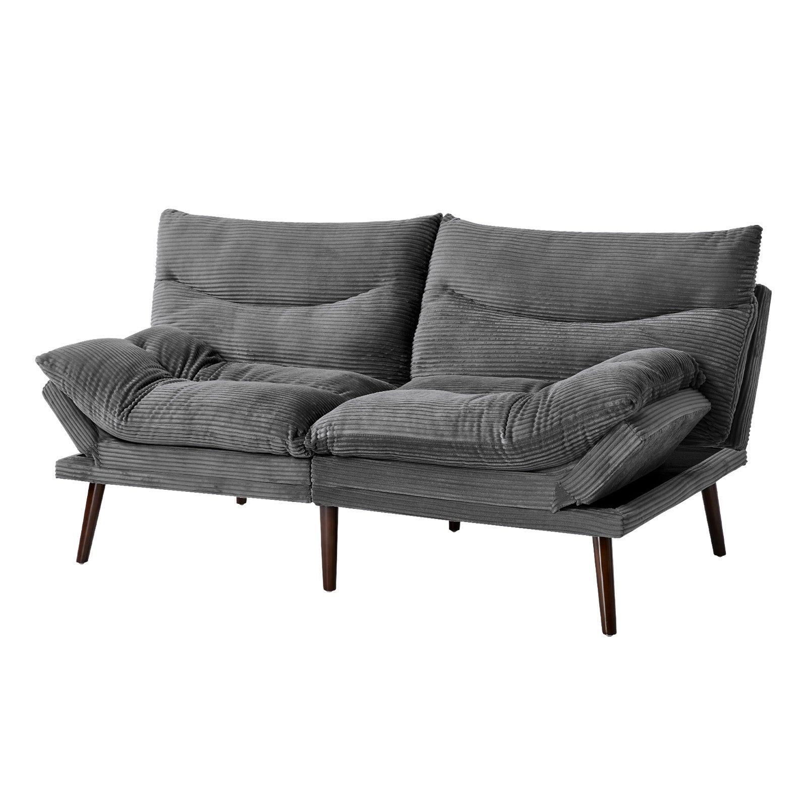 Oikiture 3 Seater Sofa Bed Recliner Lounge Couch Convertible Corduroy Grey