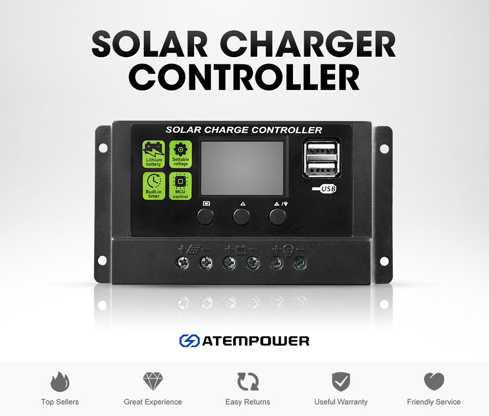 20A 12V/24V Solar Panel Battery Regulator Charge Controller PWM LCD Du