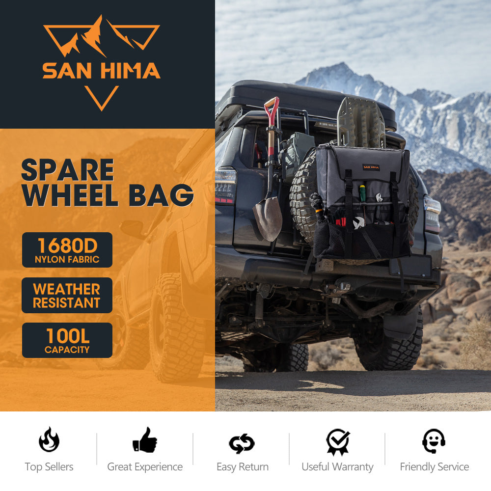 San Hima 100L Spare Wheel Bin & Accessory Bag  Recovery Storage Bag 4x4 4WD - Sunyee