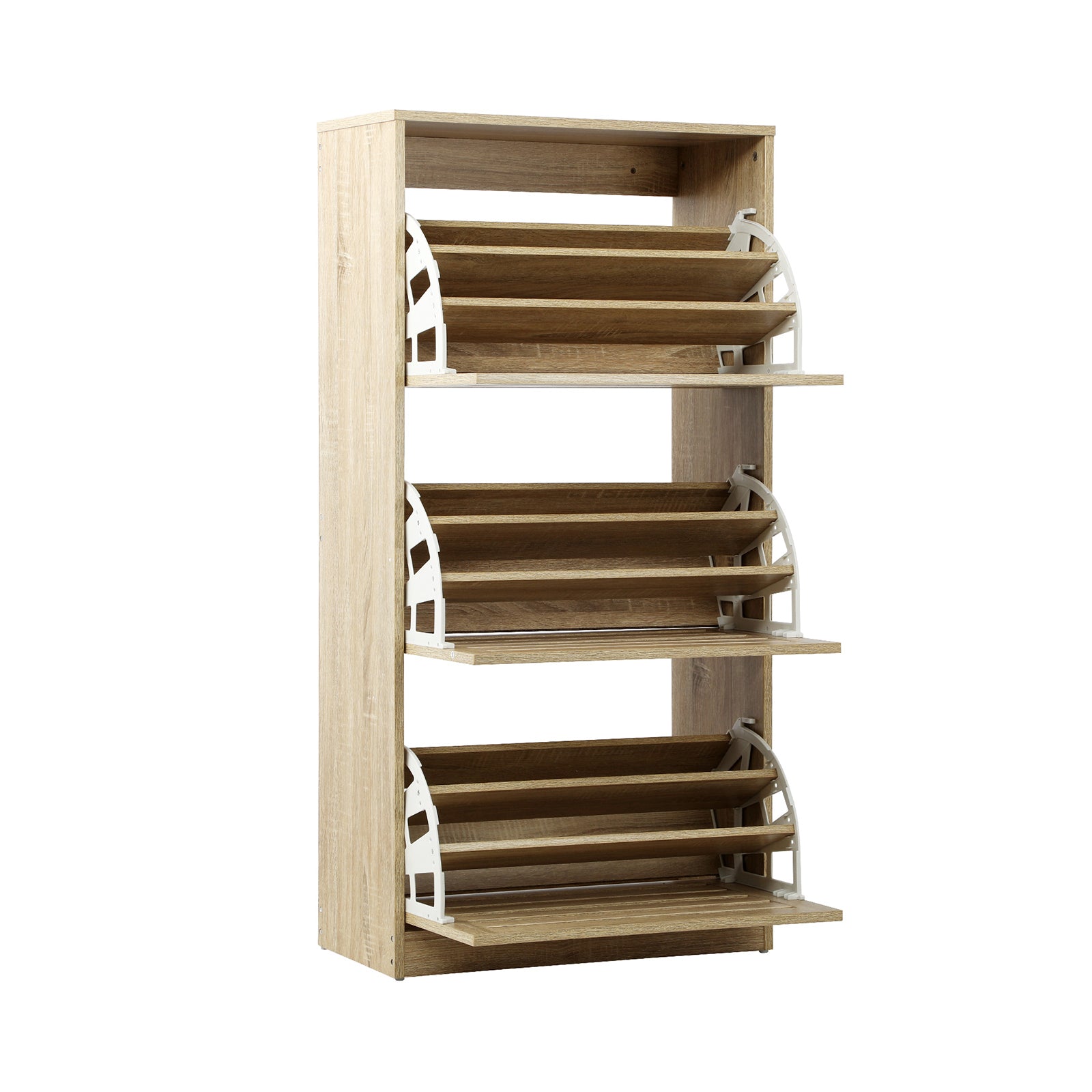 Oikiture Shoes Rack Shoe Storage Cabinet Organiser Shelf 3 Doors 45 Pairs Wooden - Sunyee