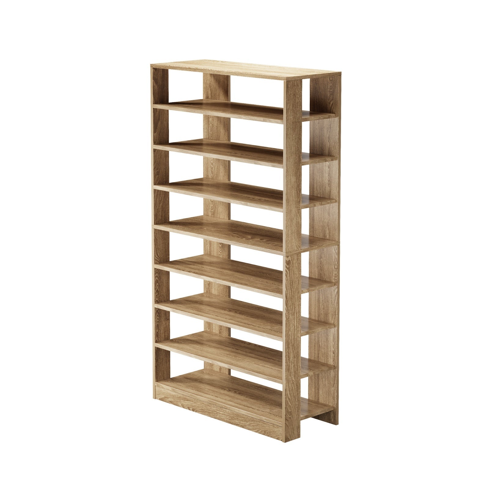 Oikiture 9 Tiers Shoe Rack Open Shelf Storage Organiser White/Natural/Black