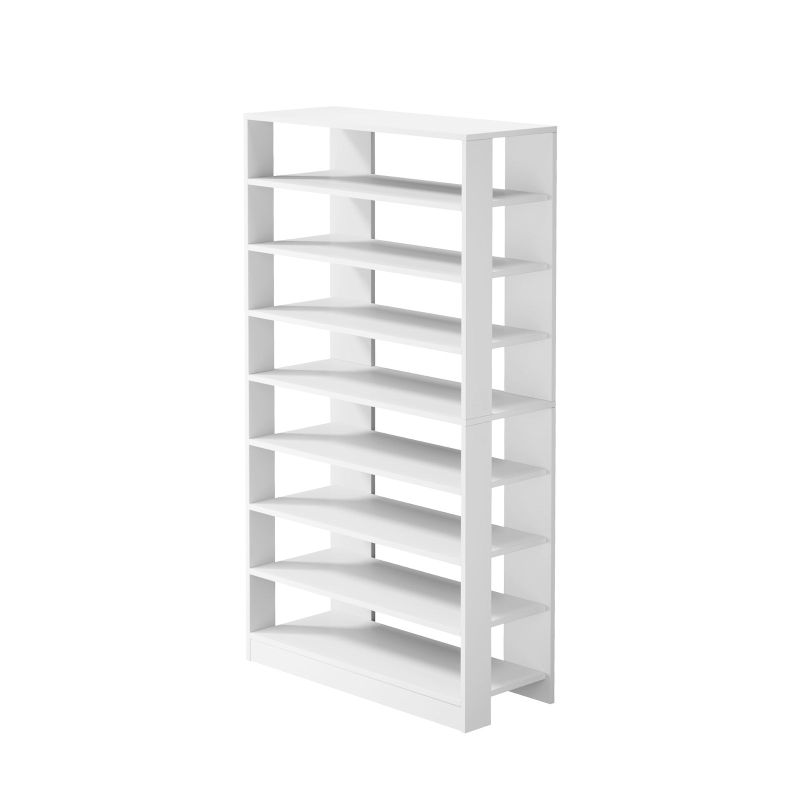 Oikiture 9 Tiers Shoe Rack Open Shelf Storage Organiser White/Natural/Black