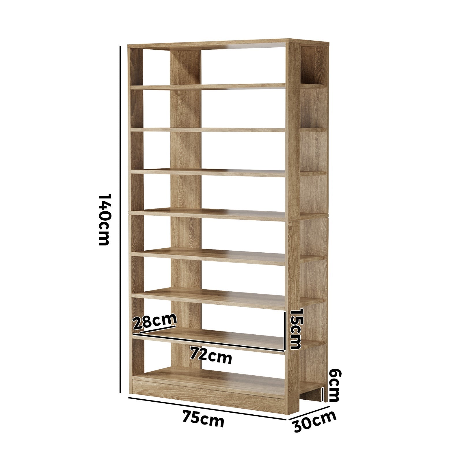 Oikiture Shoe Rack 9 Tiers Shelf Storage Cabinet Organiser 54 Pairs Natural