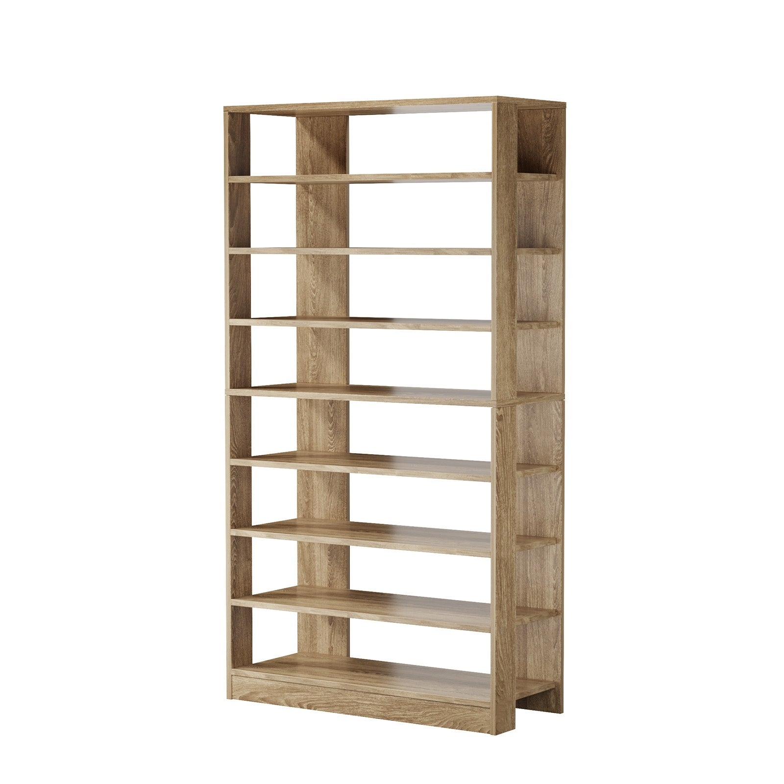 Oikiture 9 Tiers Shoe Rack Open Shelf Storage Organiser White/Natural/Black
