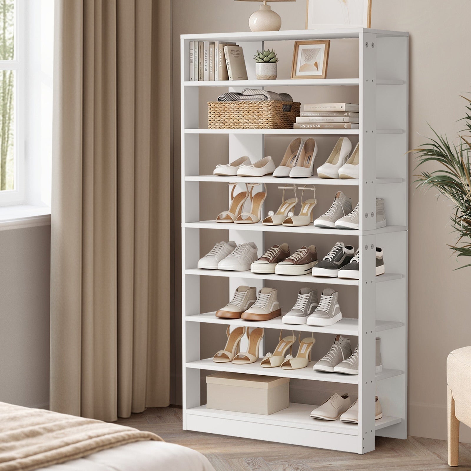 Oikiture Shoe Rack 9 Tiers Shelf Storage Cabinet Organiser 54 Pairs White
