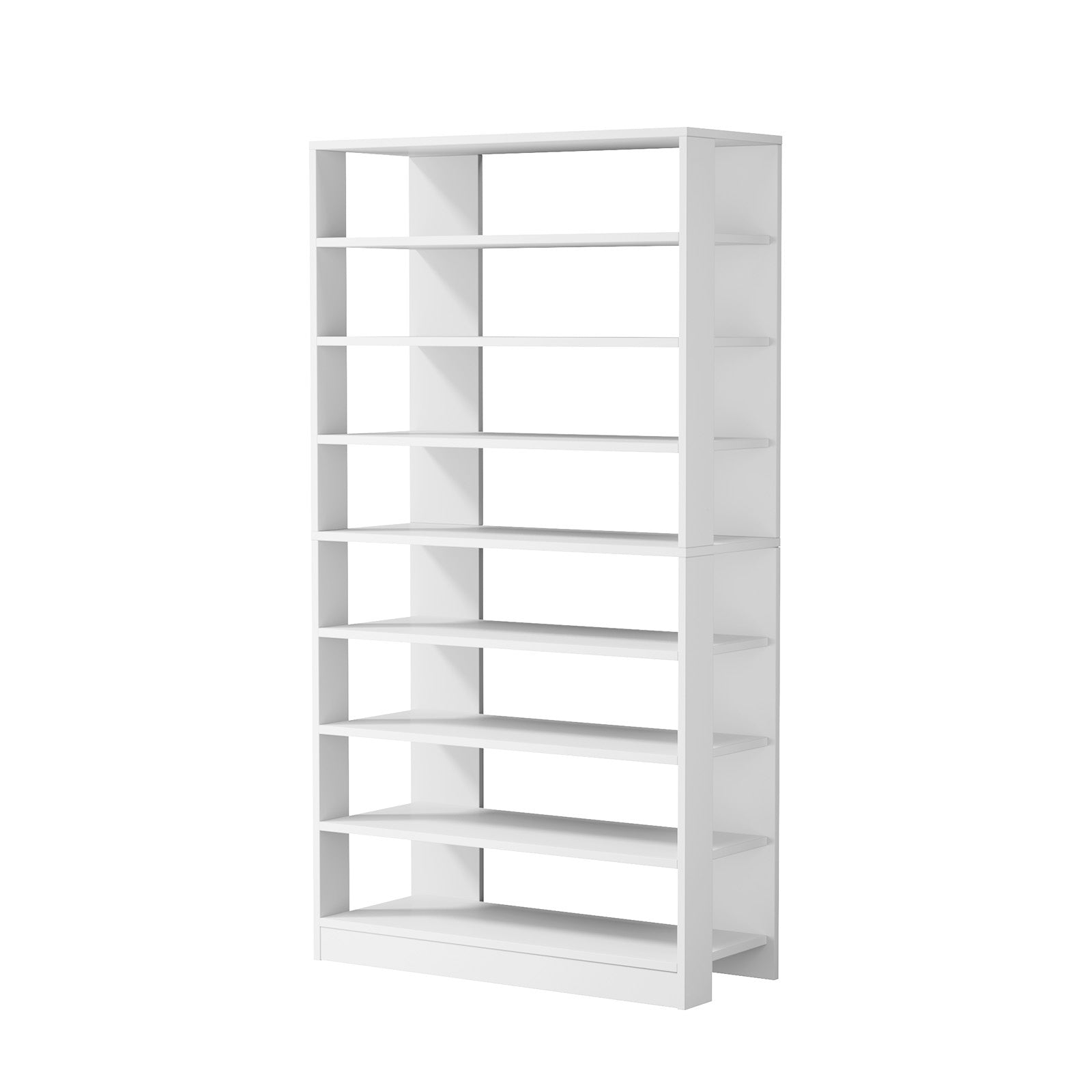 Oikiture 9 Tiers Shoe Rack Open Shelf Storage Organiser White/Natural/Black