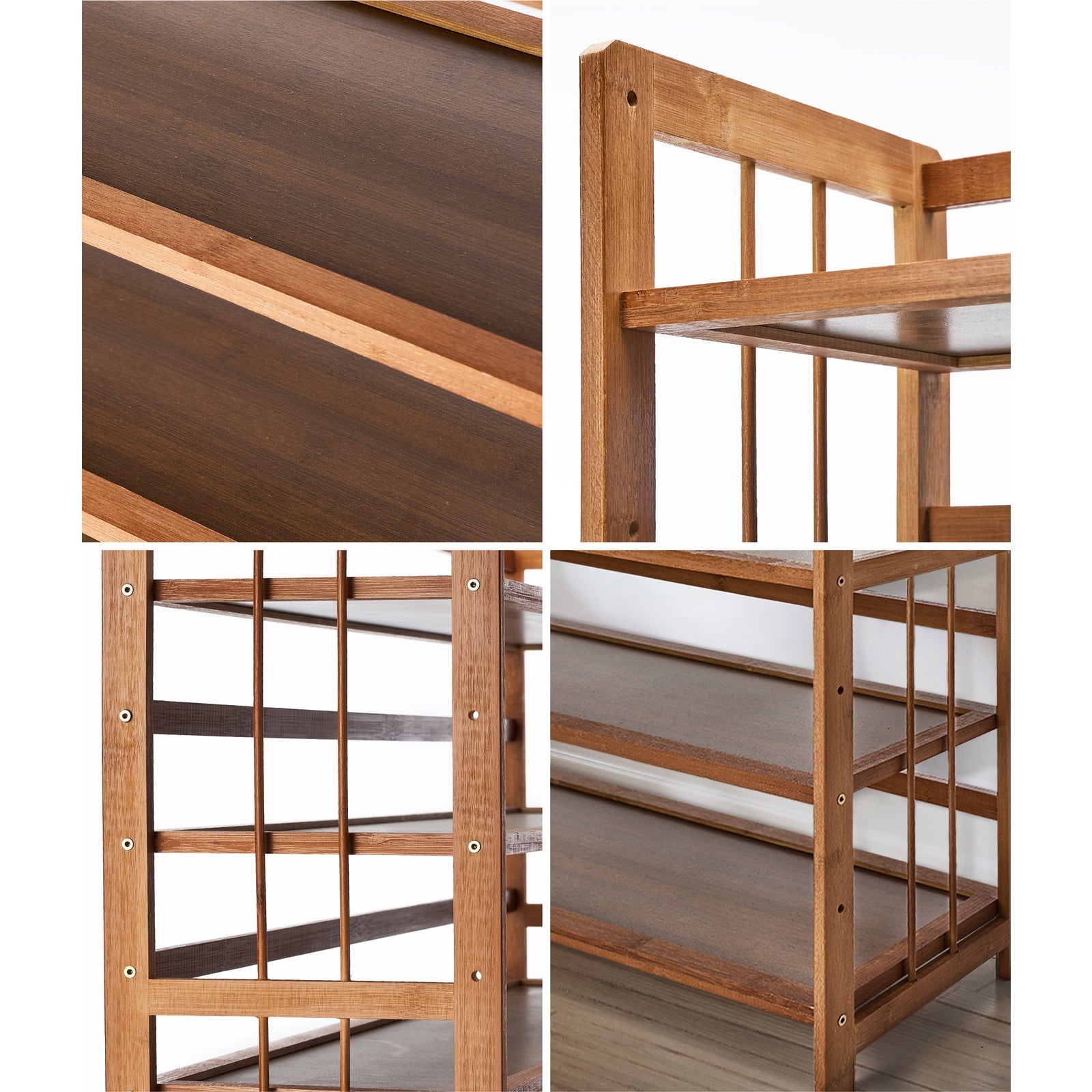 Oikiture Shoe Rack Storage Organizer Bamboo Stand 11 Shelves Brown - Sunyee