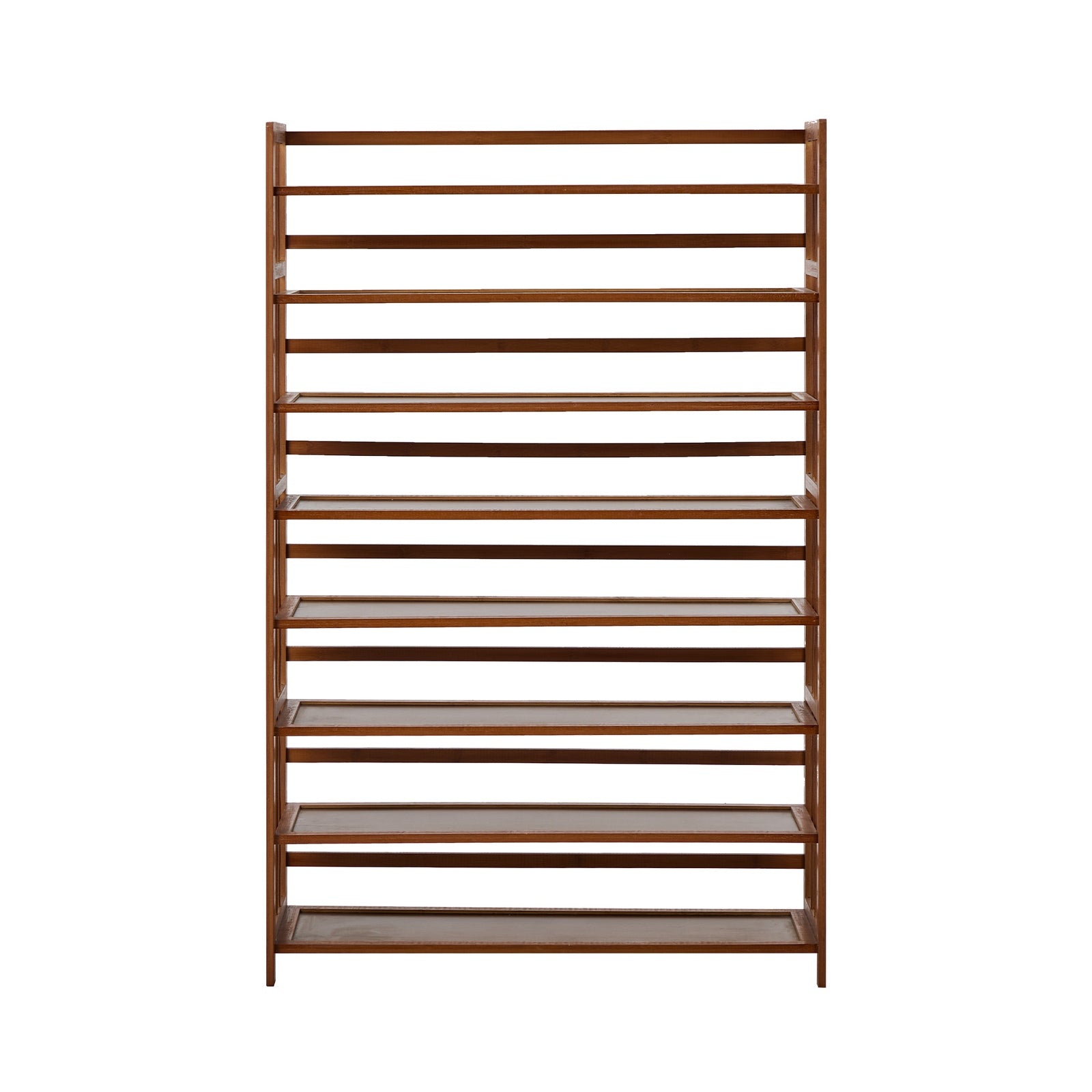 Oikiture Shoe Rack Storage Organizer Bamboo Stand 8 Shelves Brown