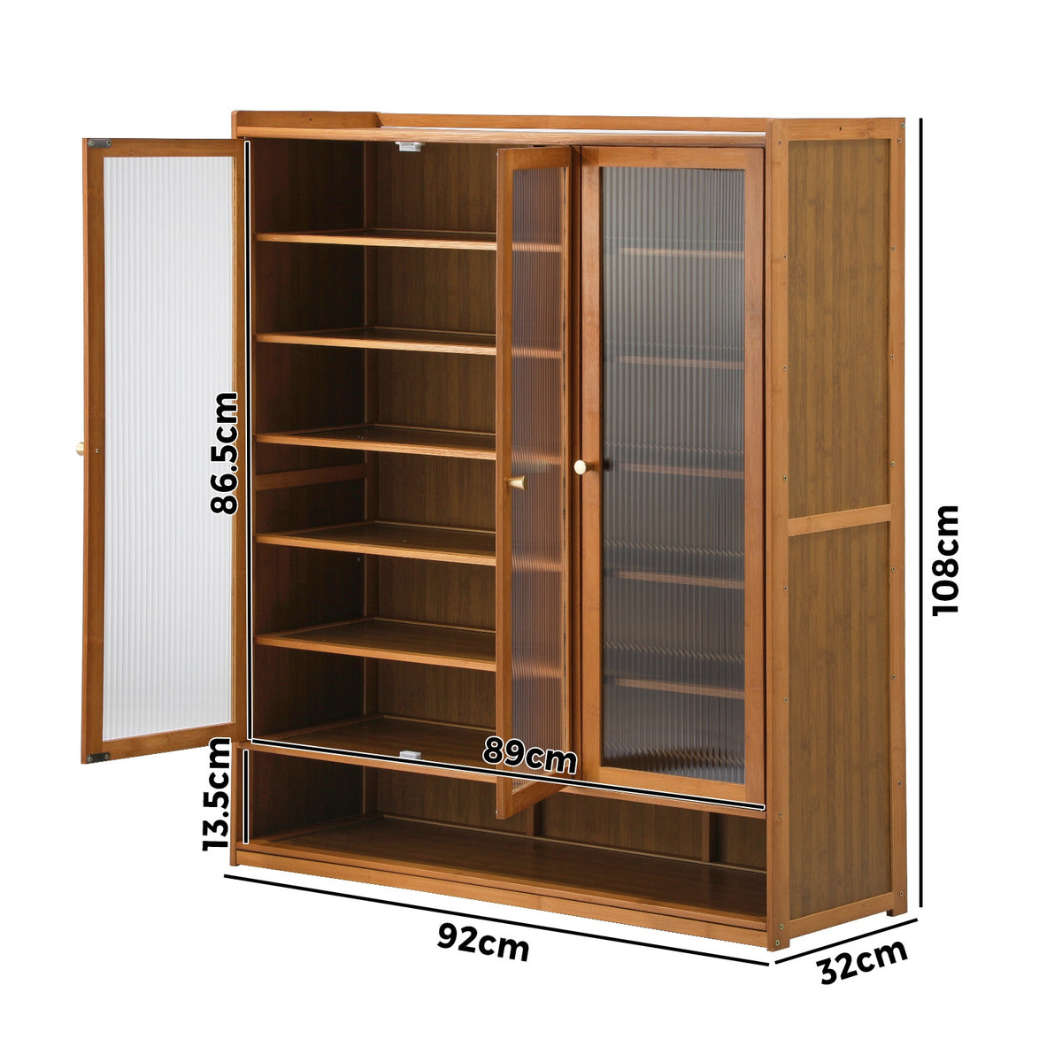 Oikiture Shoe Cabinet Shoes Storage Rack Organiser 3 Doors Shelf Brown - Sunyee