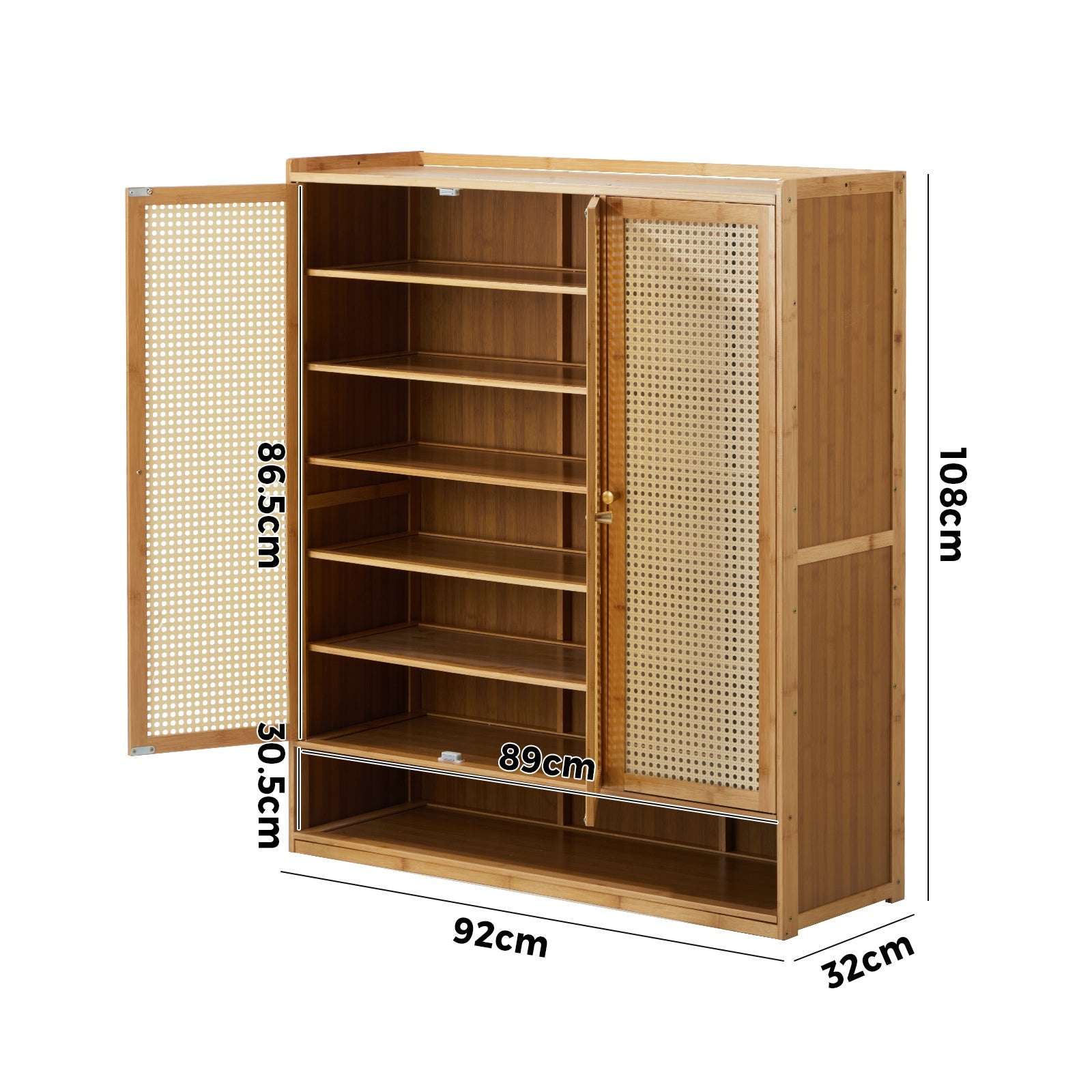 Oikiture Shoe Storage Cabinet Shoes Rack Organiser 7 Tier Shelf Rattan Brown - Sunyee