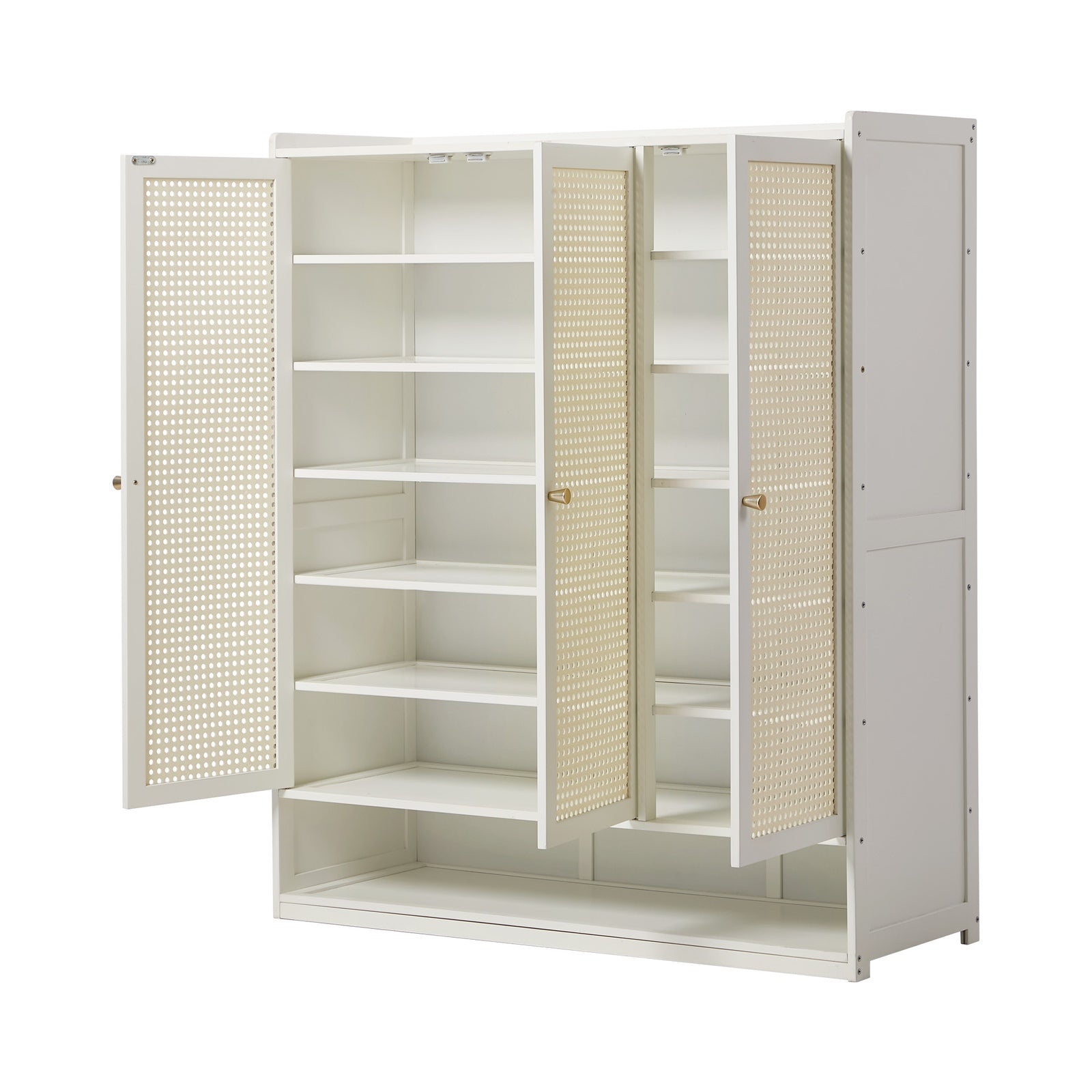 Oikiture Shoe Storage Cabinet Shoes Rack Organiser 7 Tier Shelf Rattan White