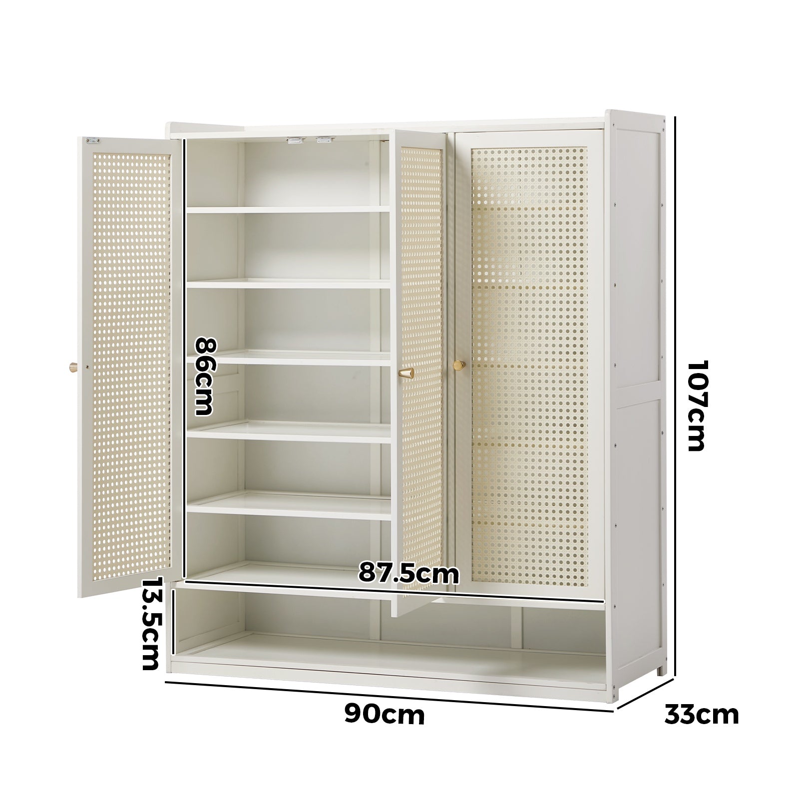 Oikiture Shoe Storage Cabinet Shoes Rack Organiser 7 Tier Shelf Rattan White