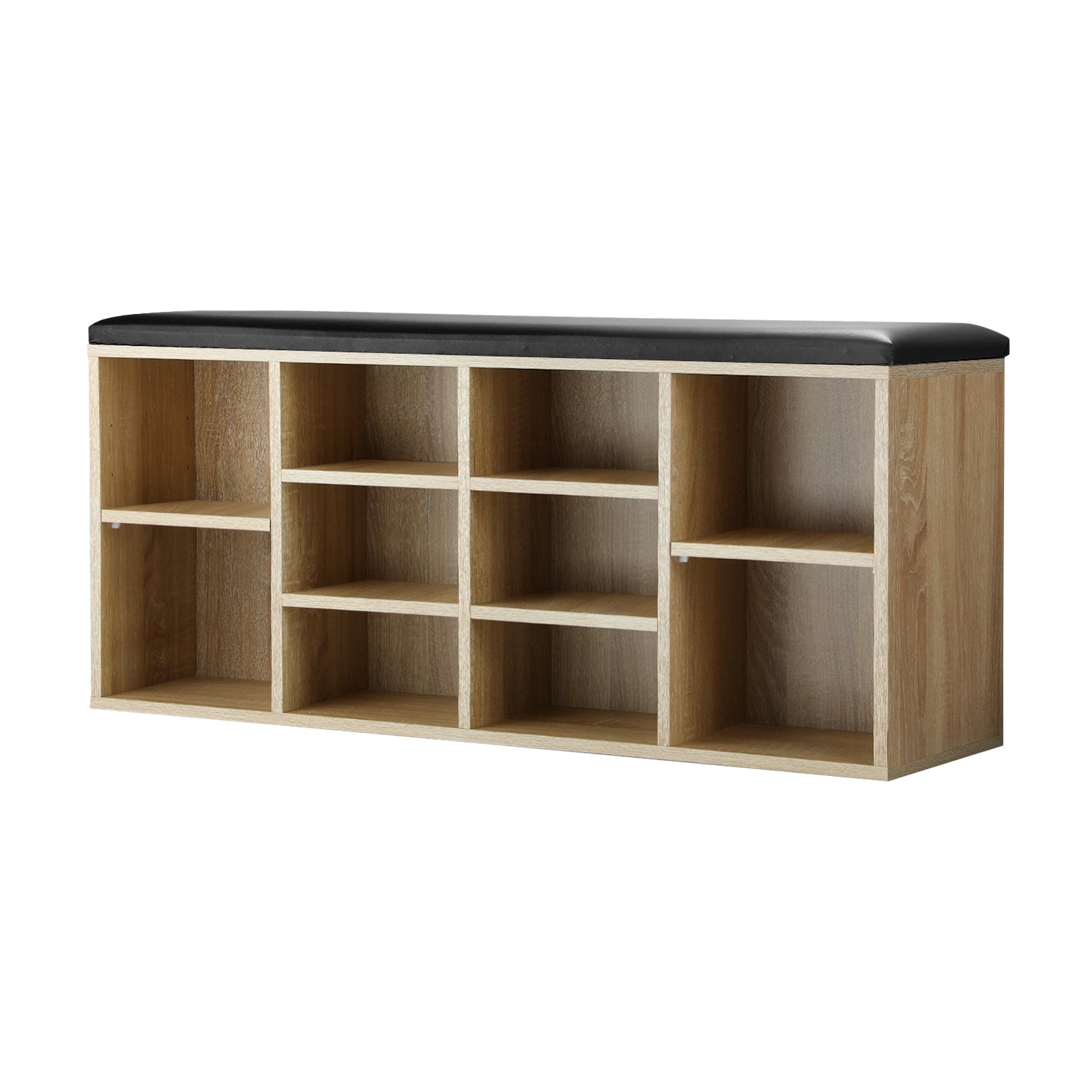 Oikiture Shoe Cabinet Bench Shoe Storage Rack PU Padded Seat Organiser Shelf