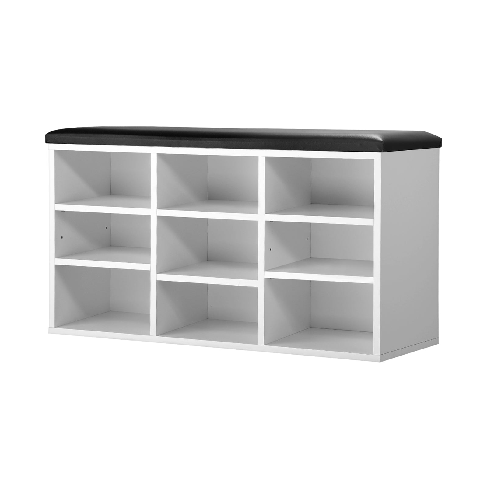 Oikiture Shoe Cabinet Bench Shoe Storage Rack PU Padded Seat Organiser Shelf