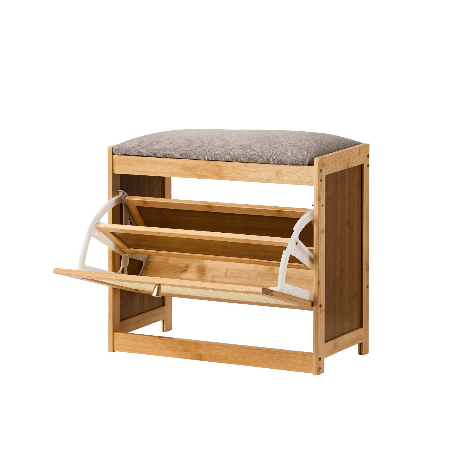 Oikiture Shoe Storage Bench Bamboo 2 in 1 Organiser Shelf with Seat 50cm - Sunyee