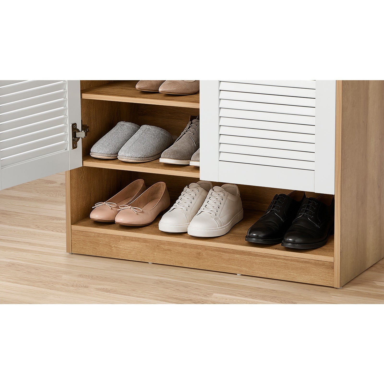 Oikiture Shoe Storage Cabinet 5-Tier Rack 2 Doors Organiser Shelf Enterway