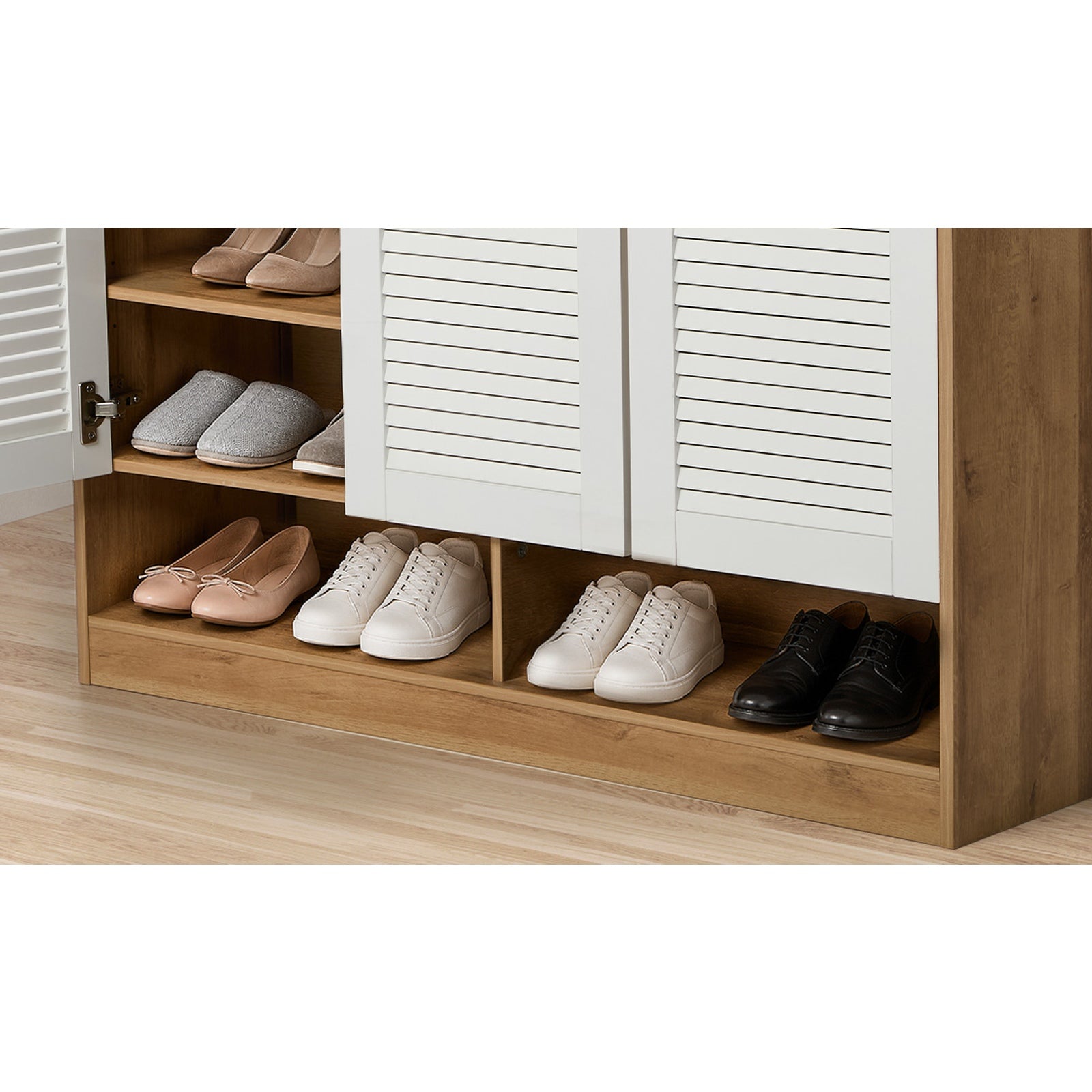 Oikiture Shoe Storage Cabinet 5-Tier Rack 3 Doors Organiser Shelf Cupboard