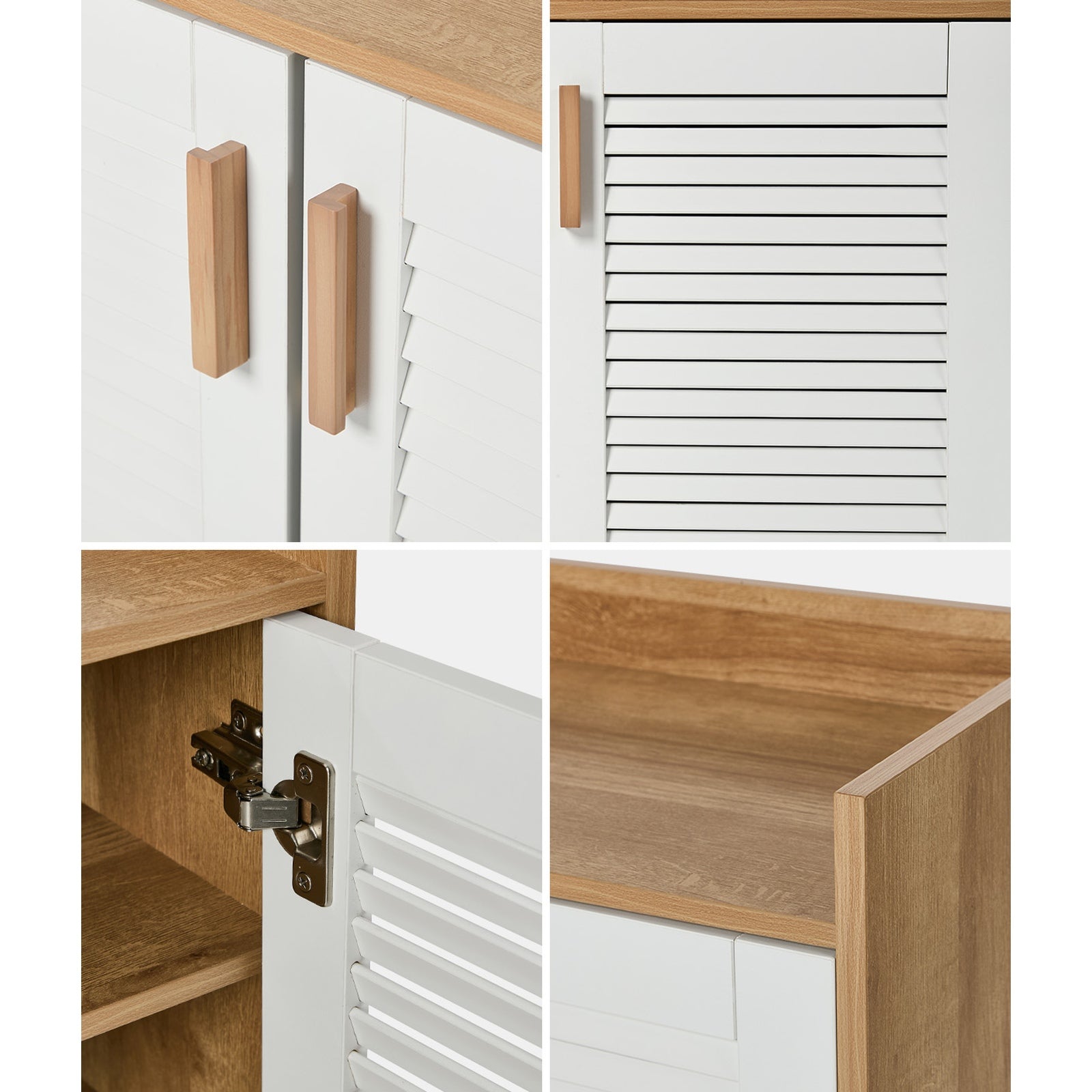 Oikiture Shoe Storage Cabinet 5-Tier Rack 3 Doors Organiser Shelf Cupboard