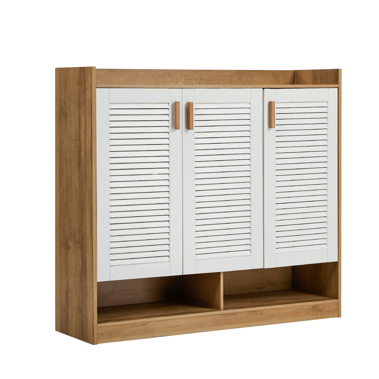Oikiture Shoe Storage Cabinet 5-Tier Rack 3 Doors Organiser Shelf Cupboard