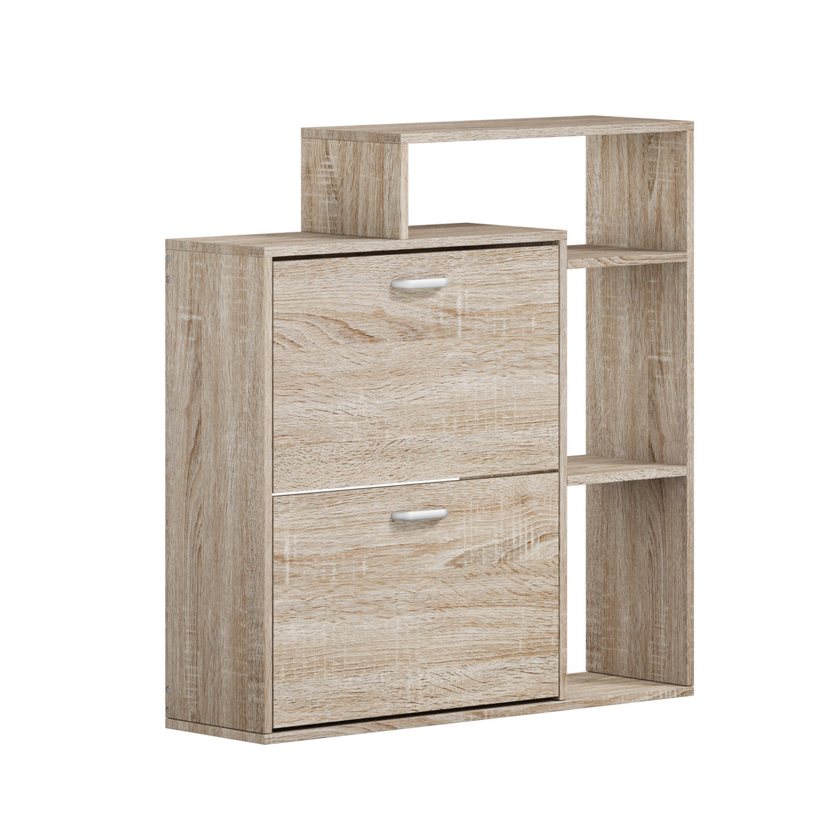 Oikiture Shoe Cabinet Storage 2 Doors Shoes Rack Display Wooden with Shelves - Sunyee