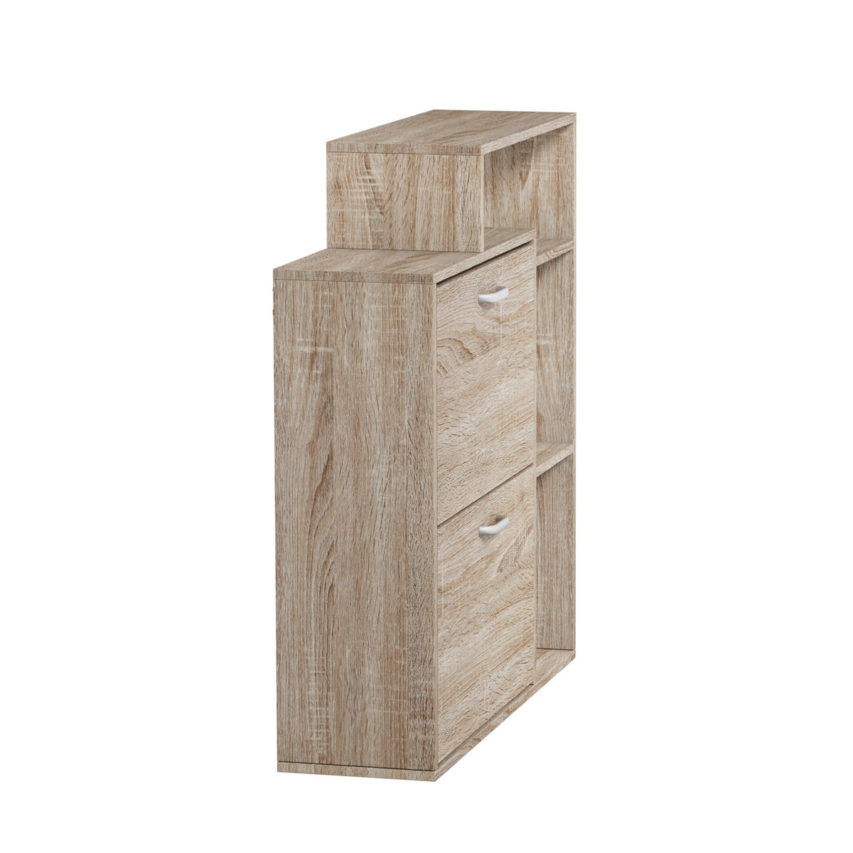 Oikiture Shoe Cabinet Storage 2 Doors Shoes Rack Display Wooden with Shelves - Sunyee