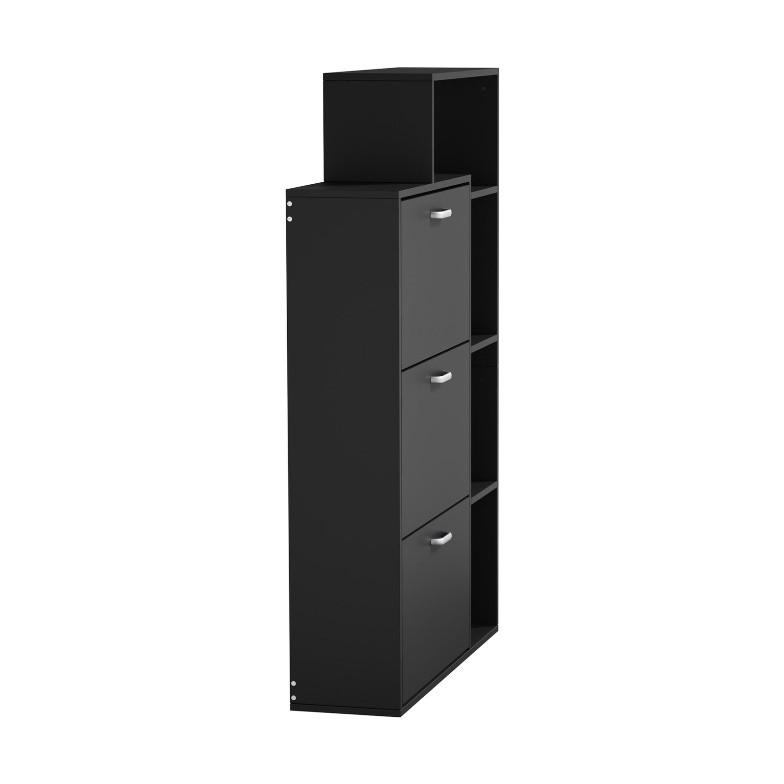 Oikiture Shoe Cabinet Storage 3 Doors Shoes Rack Display Wooden Shelves Black - Sunyee