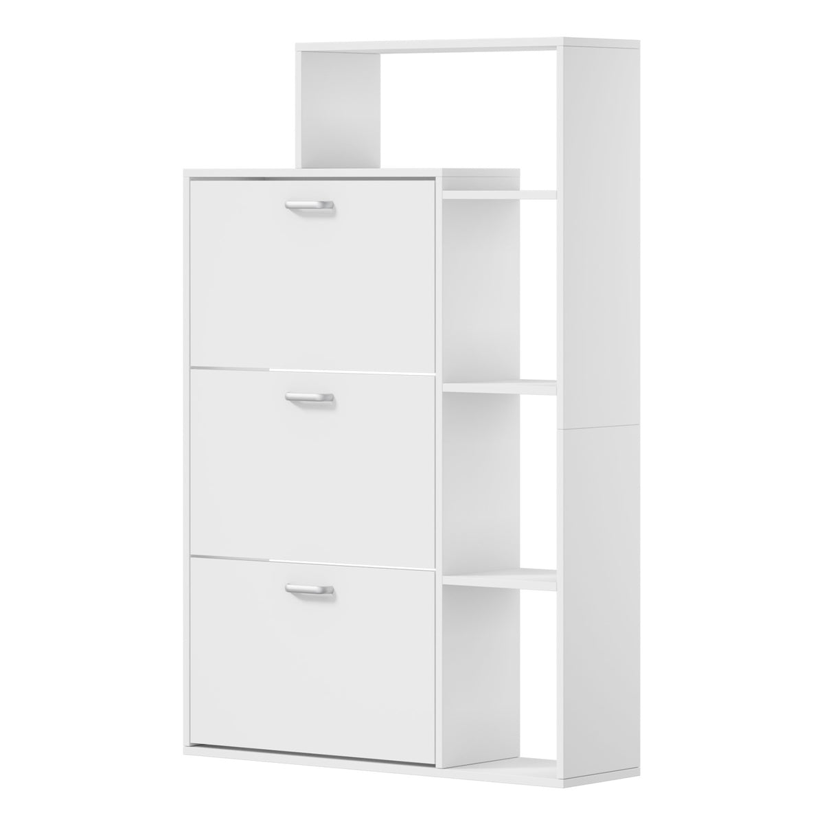 Oikiture Shoe Cabinet Storage 3 Doors Shoes Rack Display Wooden Shelves White - Sunyee