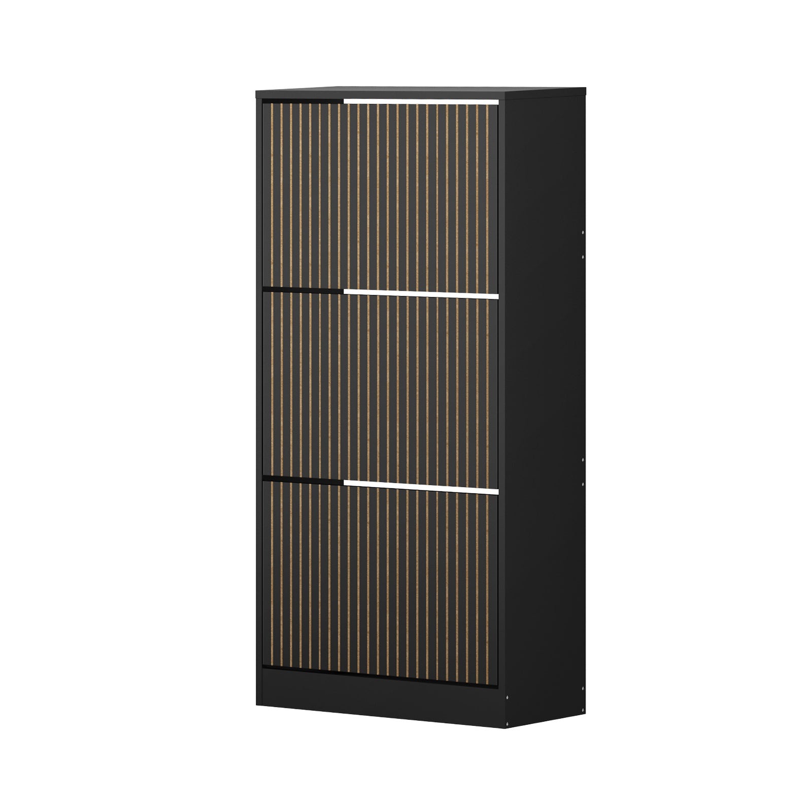 Oikiture Shoe Rack Storage Cabinet Organiser Drawers 3 Doors Black - Sunyee