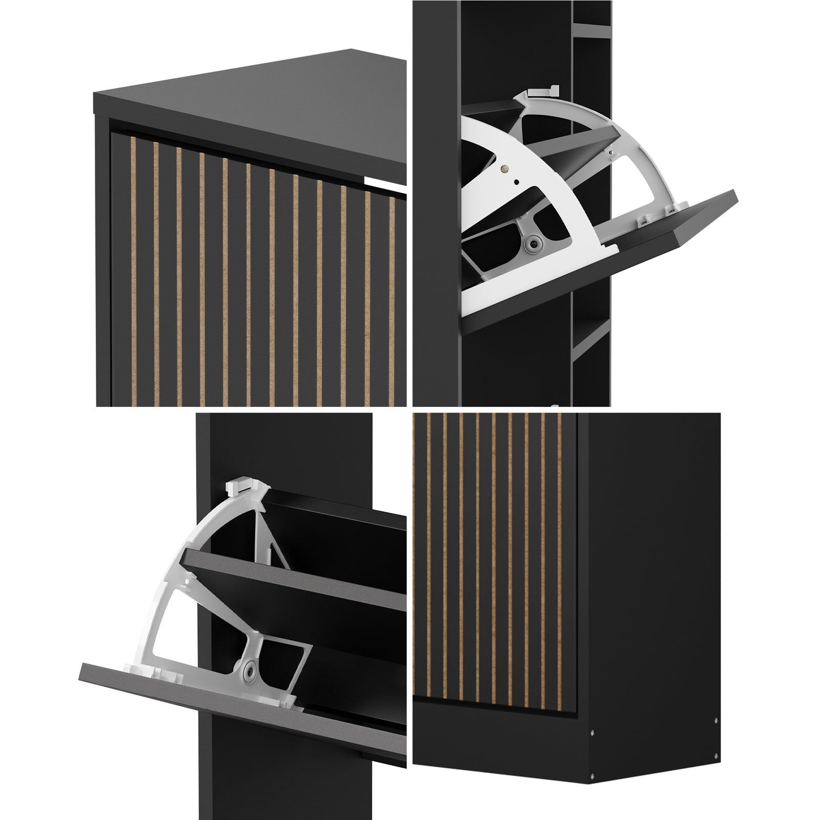 Oikiture Shoe Rack Storage Cabinet Organiser Drawers 3 Doors 30 Pairs - Sunyee