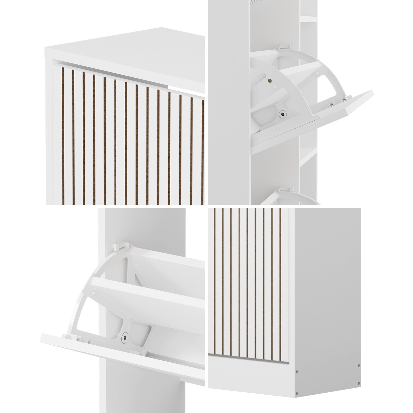 Oikiture Shoe Rack Storage Cabinet Organiser Drawers 3 Doors White - Sunyee
