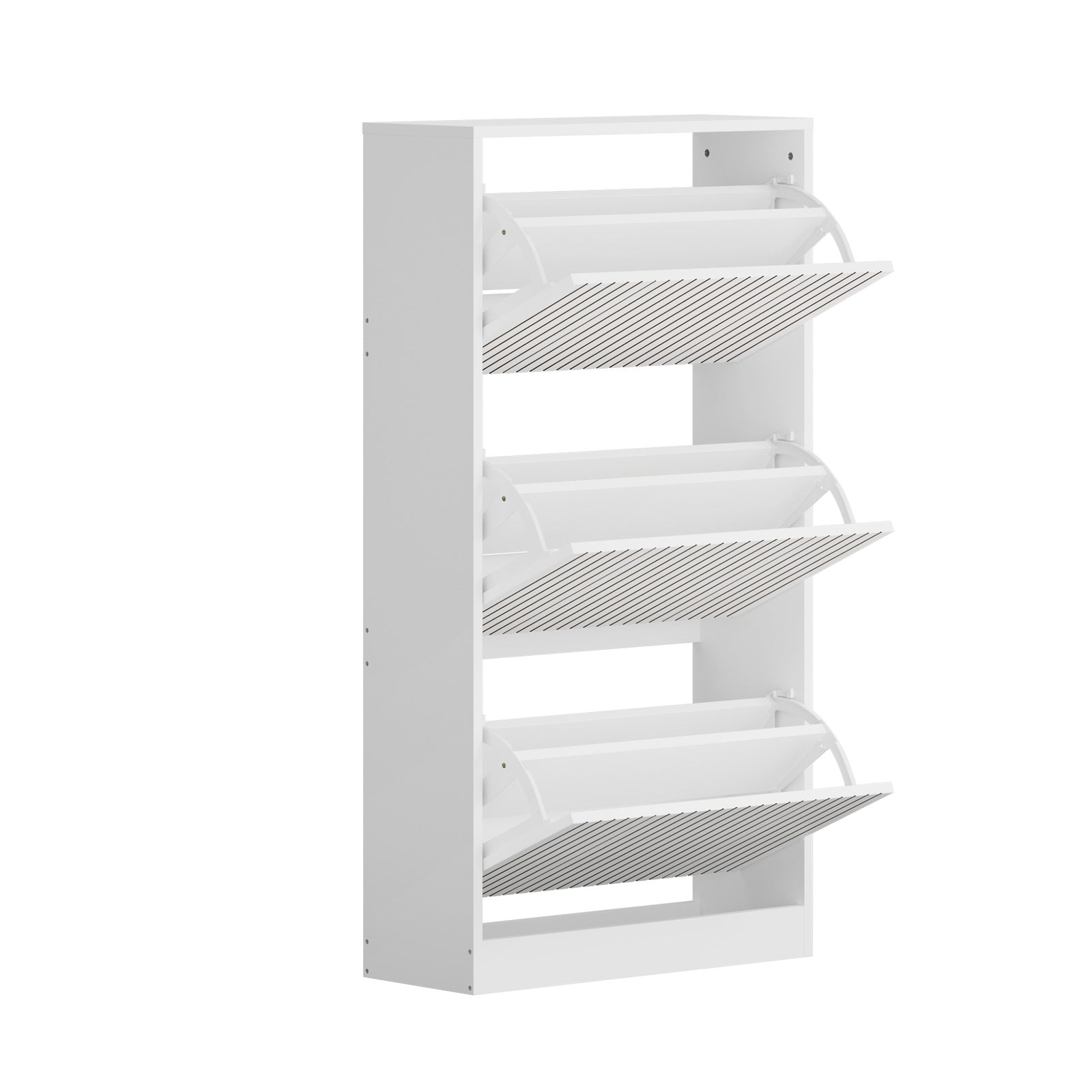 Oikiture Shoe Rack Storage Cabinet Organiser Drawers 3 Doors White - Sunyee