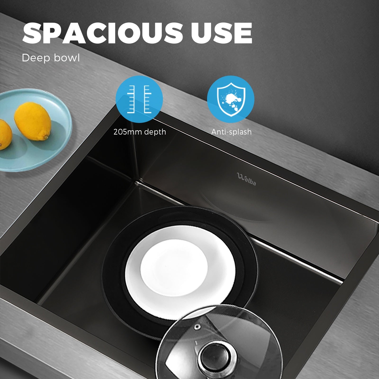 Welba Kitchen Stainless Steel Sink Bathroom Basin Single Bowl Under/Top Mount - Sunyee